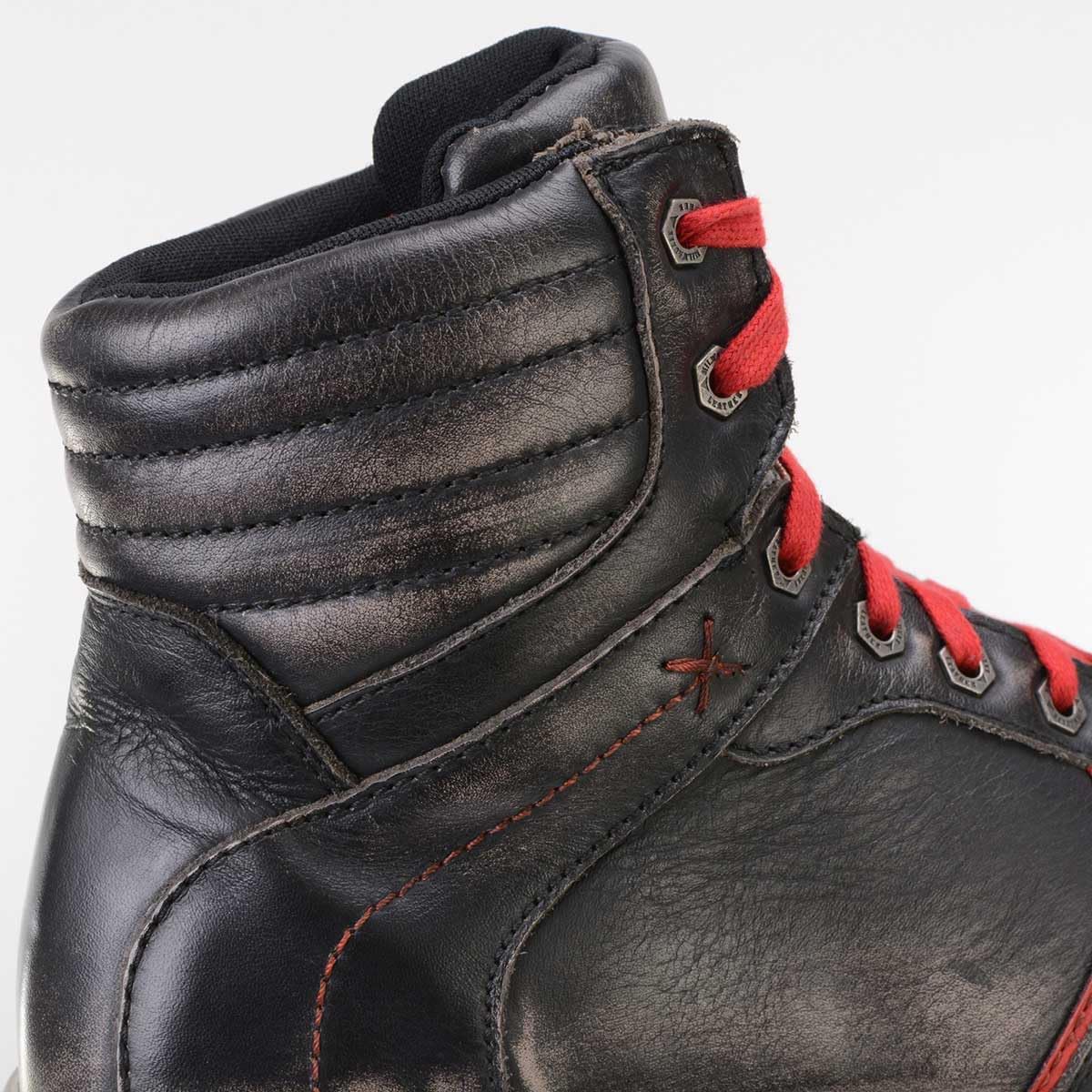 Milwaukee Leather MBM9103 Men's Vintage Leather Brown w/Red Laces High-Top Reinforced Street Riding Casual Shoes