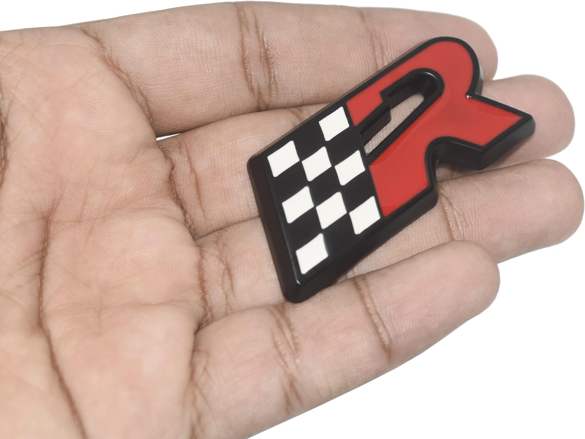 Incognito Racing R Badge Sticker for All Cars, Metal (Black with Red)