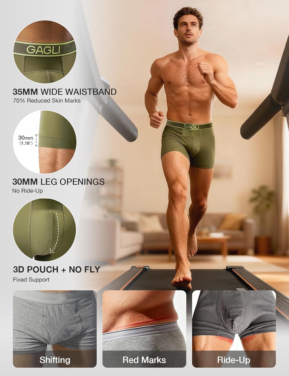 Men's Underwear Breathable Boxer Briefs Athletic Moisture Wicking Comfortable Underwear ComfortFlexible Waistband - Image 3