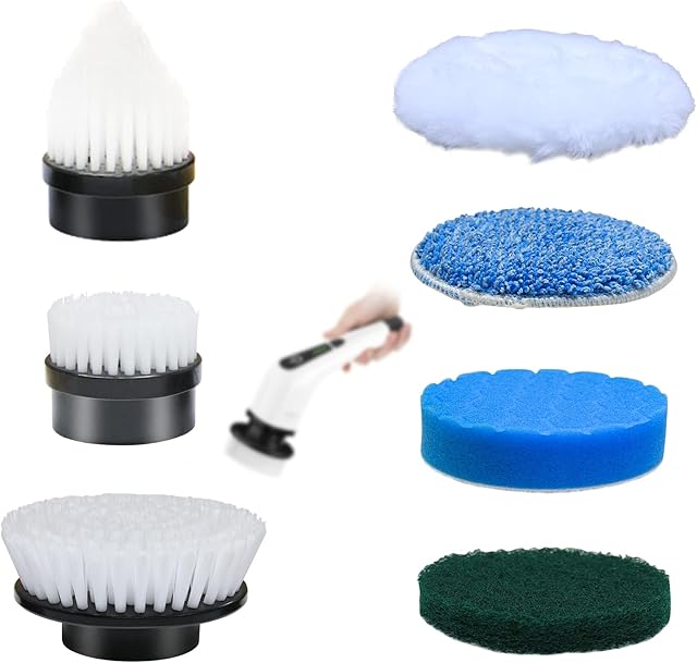 Leebein Electric Spin Scrubber Replacement Brush Heads, 7pcs Extra Brush Accessories Kit for All Brands of OEM ANS-8050 & ANS-8051A Cordless Cleaning Brush