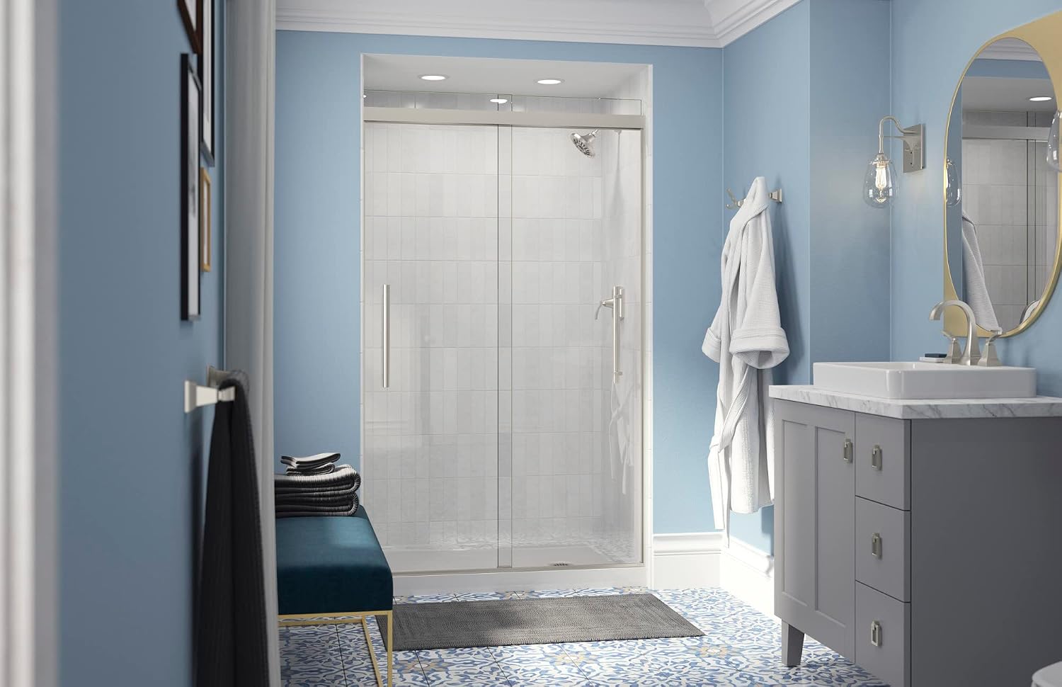 KOHLER Rely® 48" x 32" single-threshold shower base with right-hand drain