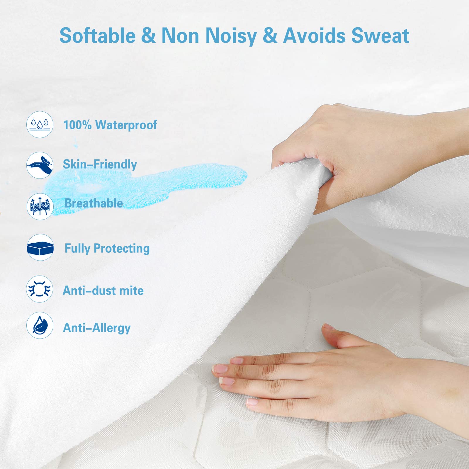 4myBaby SPECIAL TECHNOLOGY Protège-matelas Imperméable 100% Coton Molleton - Taille 220x200 Cm - Lavable 60°C