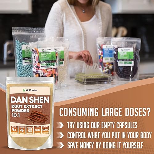 Miniatura 5 de XPRS Nutra Polvo de extracto de raíz de Dan Shen 101 - Polvo concentrado de Dan Shen (salvia roja) - Danshen vegano (16 onzas)