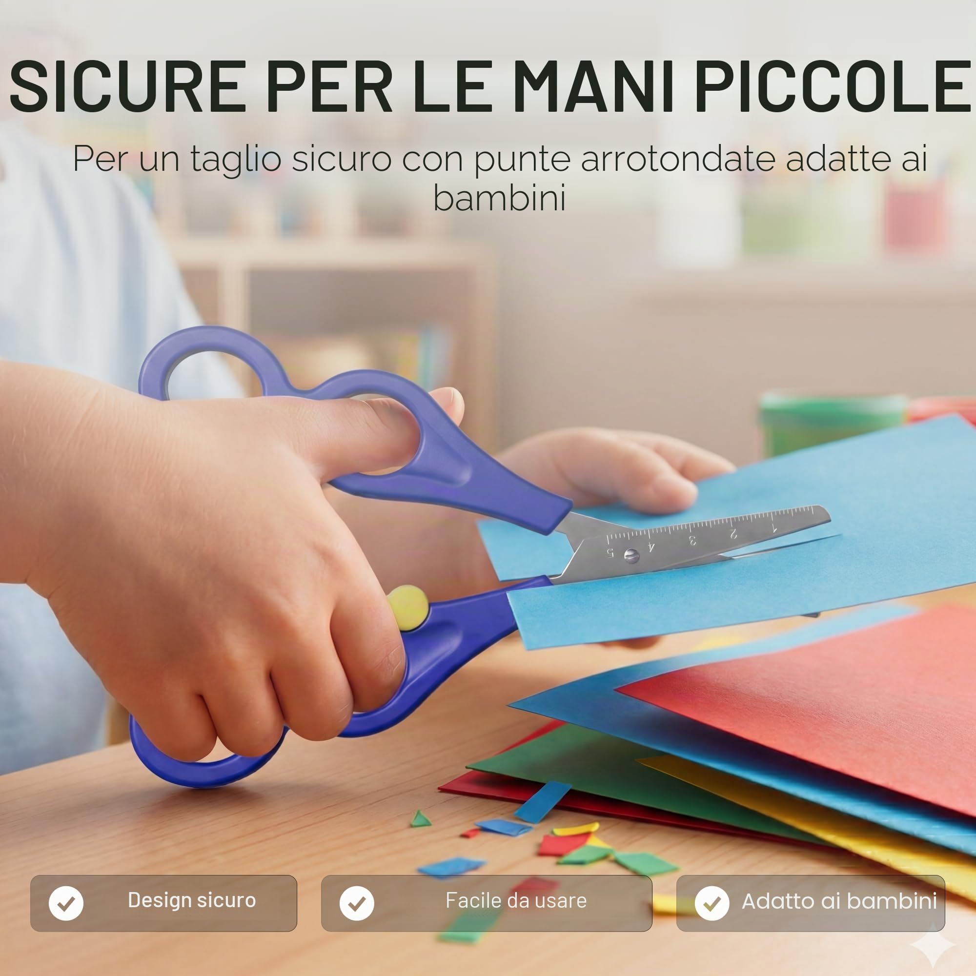 SCHWERTKRONE Forbici Terapeutiche 17 cm - Impugnatura Doppia per Bambini - Acciaio Inox con Molla di Ritorno - Per il Bricolage e l'Apprendimento