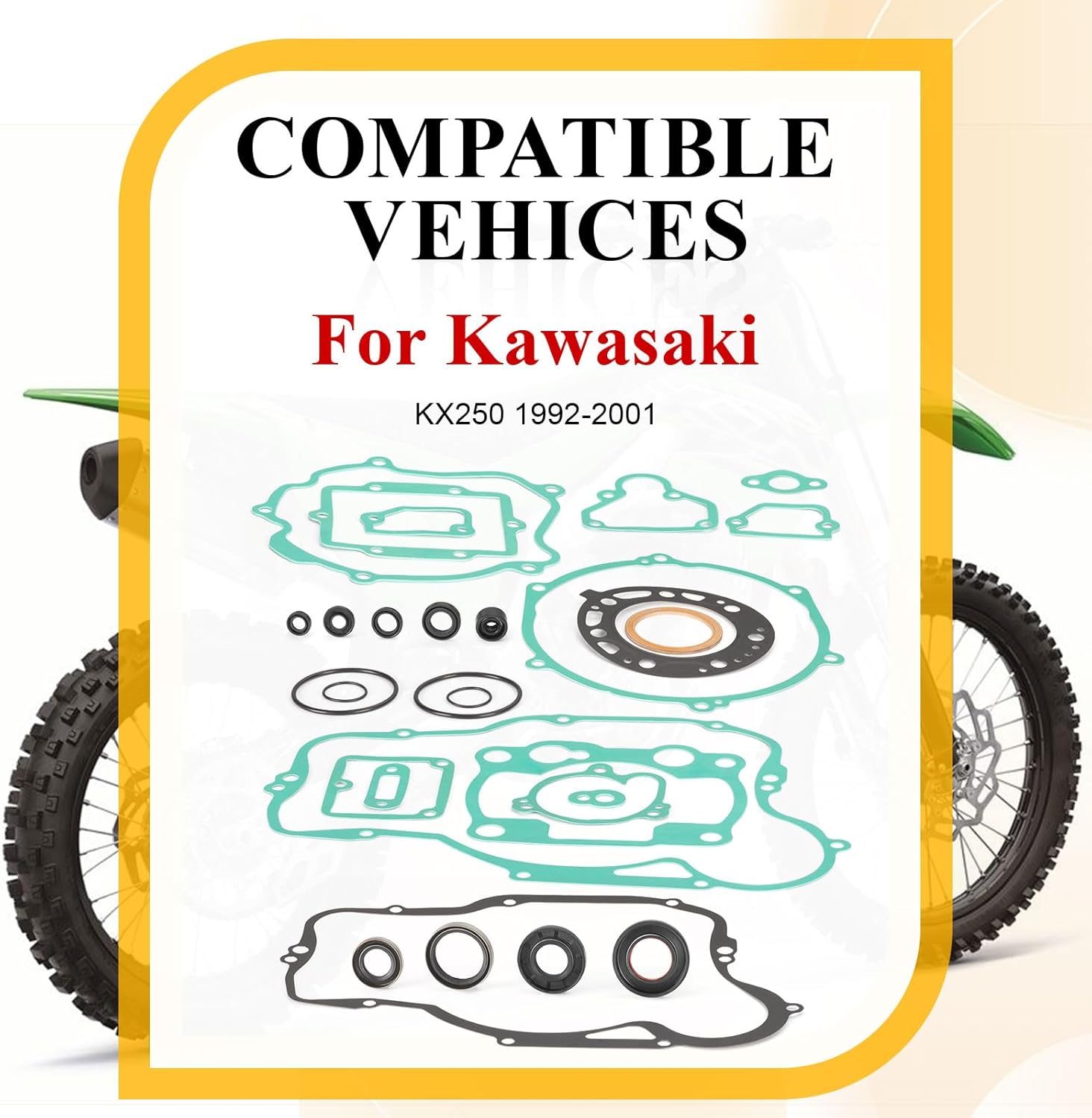 11004-1230 Complete Engine Top + Bottom End Rebuild Gasket & Seal Kit for Kawasaki KX250 1992-2001