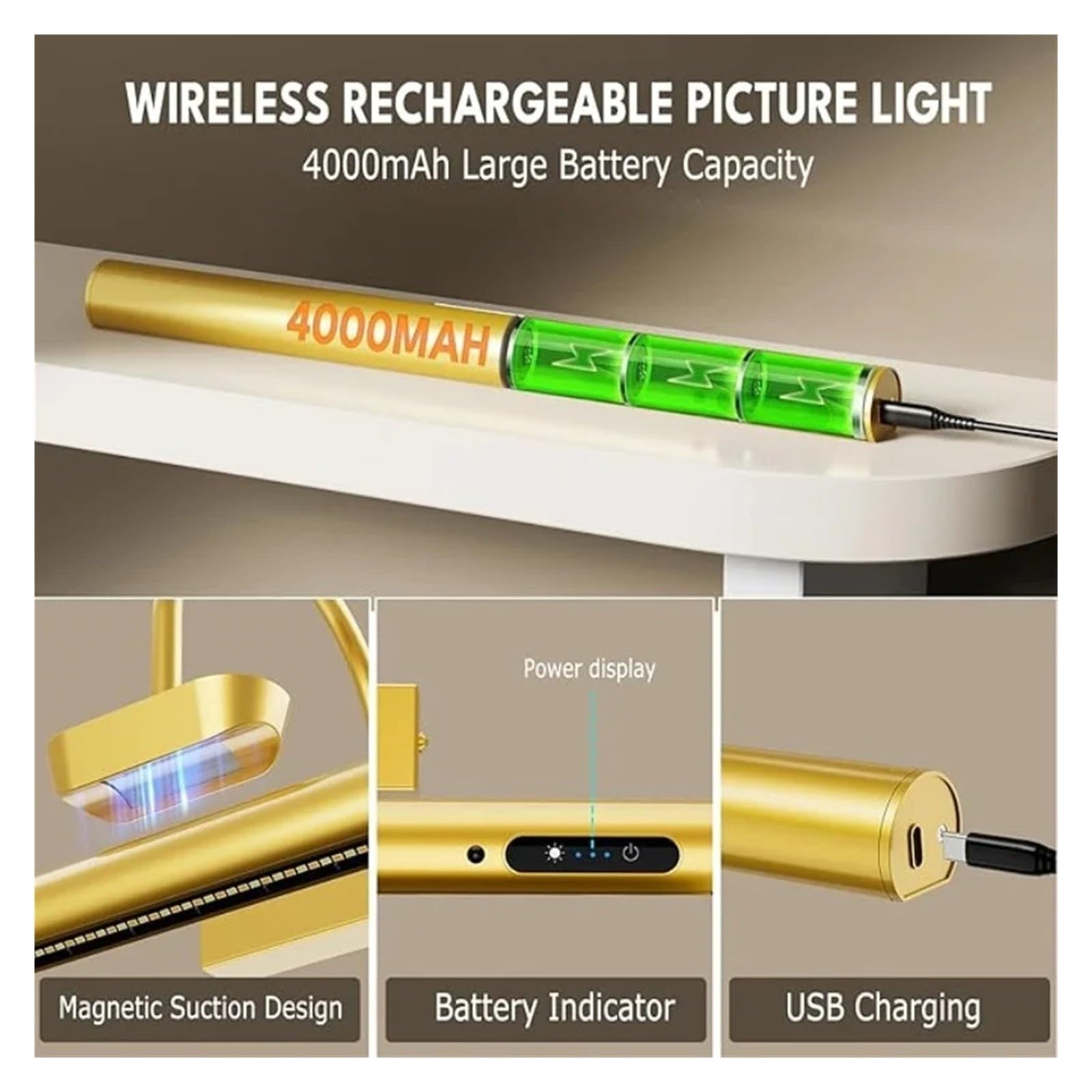 Lampes murales rechargeables 4000 mAh avec télécommande