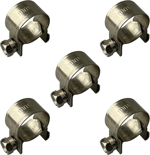 Pack of 5 Stainless Steel Mini Fuel Line Hose Clip Jubilee Petrol Pipe Clamps Silver (7-9mm)