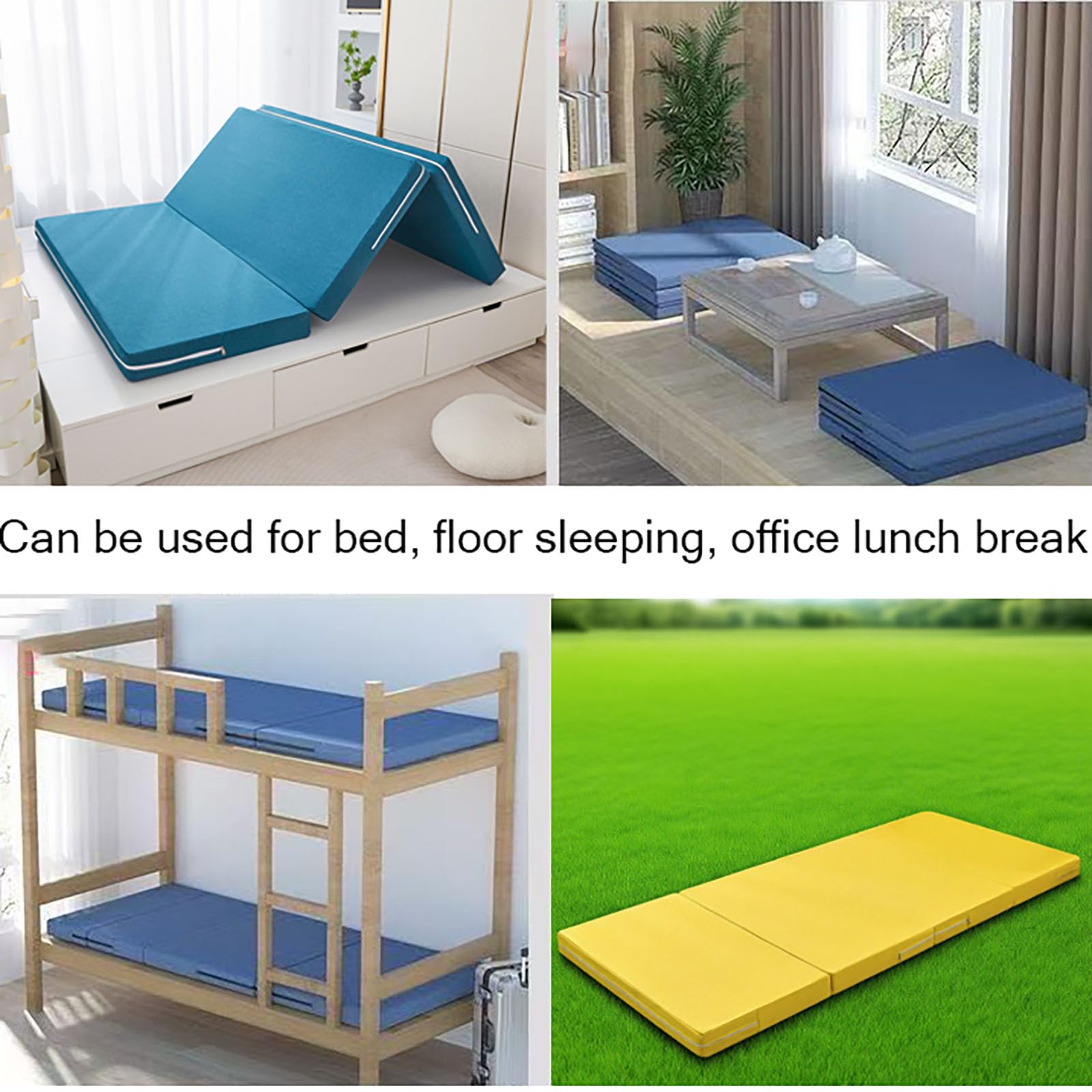 Colchón plegable portátil para invitados, tapete de 4 piezas con cabecero y funda lavable, ideal para viajes, camping o sala de estar, color rojo, 160 x 60 x 5 cm