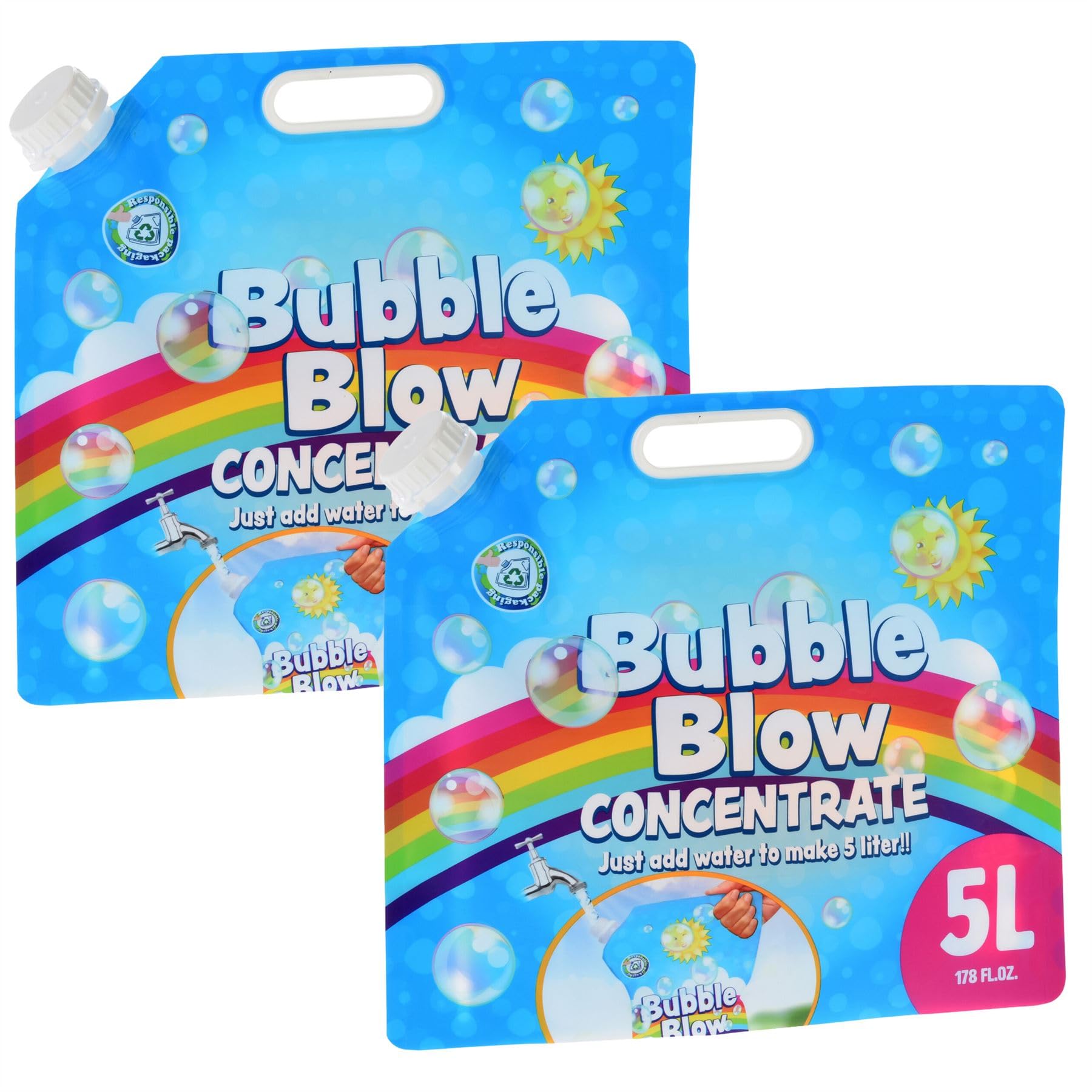 2 Packs of 5 Litre Bubble Solution Concentrate, 5L Ready to Mix Bubble Refill Liquid Solution Just Add Water