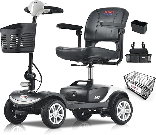 Scooter de movilidad plegable para personas mayores, scooter de 4 ruedas para adultos, scooter médico eléctrico compacto para viajes, dispositivo de