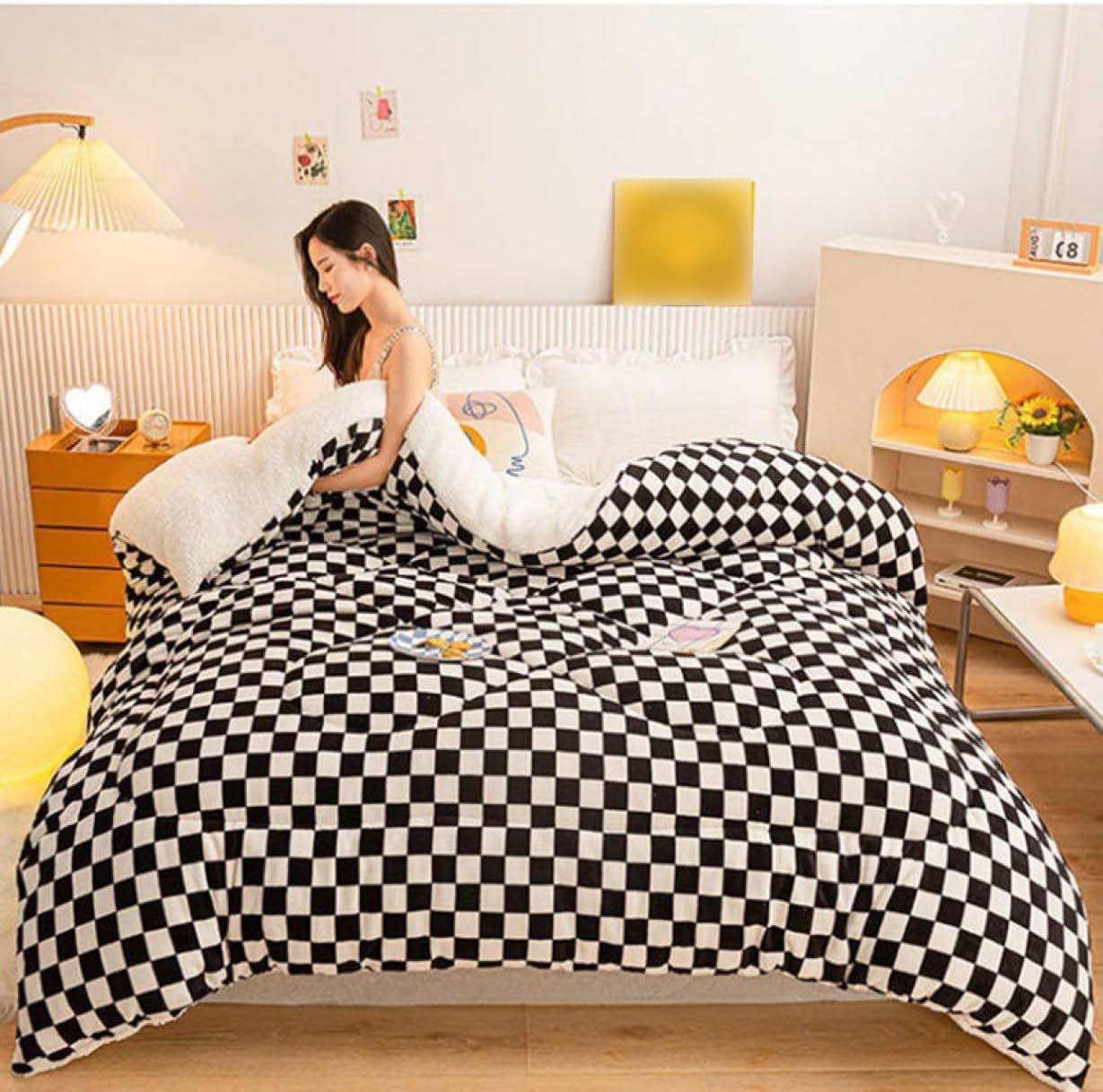 Quilt Blanket 150 * 200cm Single Double Fluffy Fluffy Blanket Microfiber Blanket Flannel Lightweight Breathable Warm Fluffy Soft (Pattern 7 Double 180 * 220cm)