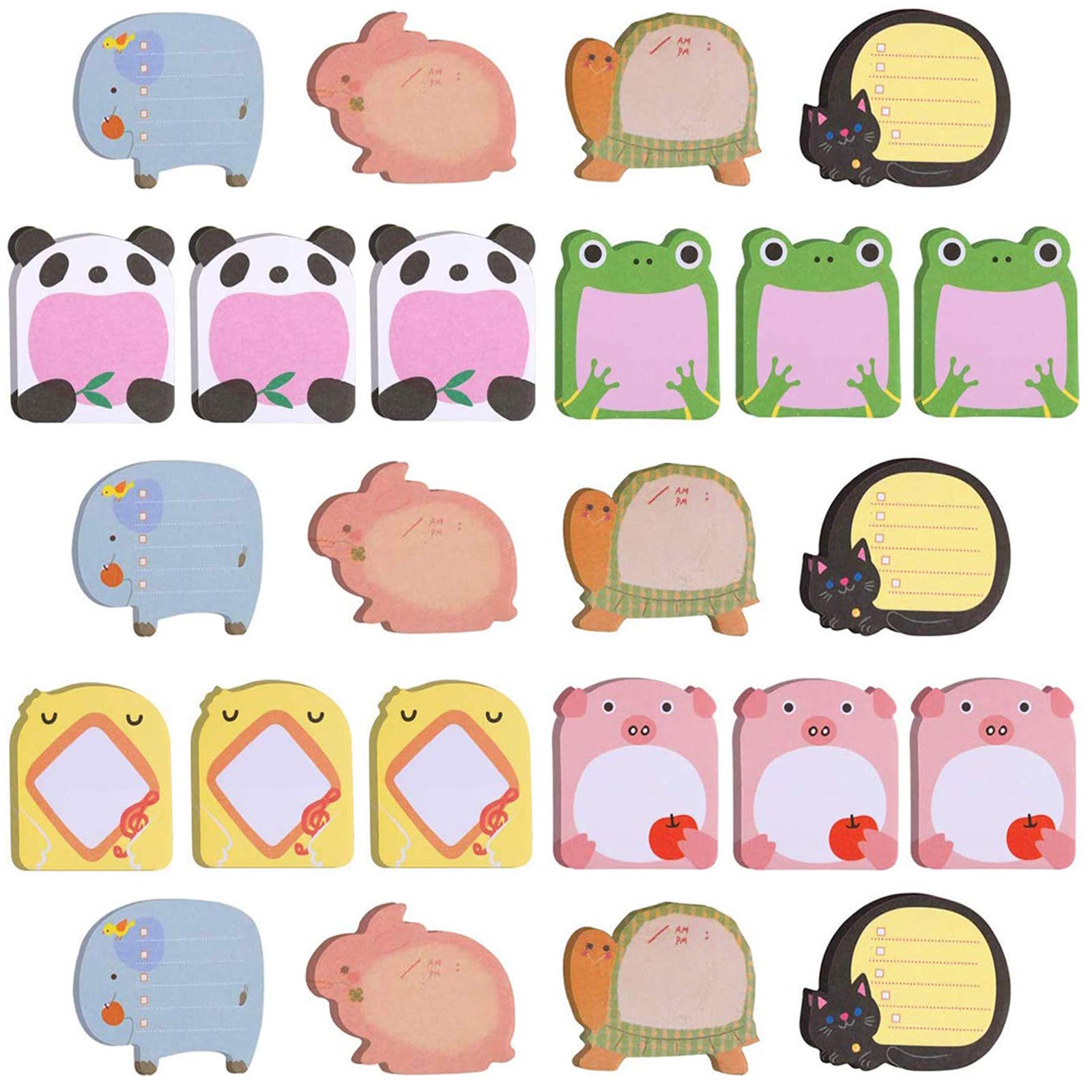 VEGCOO Sticky Notes Set, Self-Adhesive Cute Animals Sticky Notes, Different Shapes Notes for School Mark/Office Memo/Super Fun Multipurpose Sticky Notes (C)