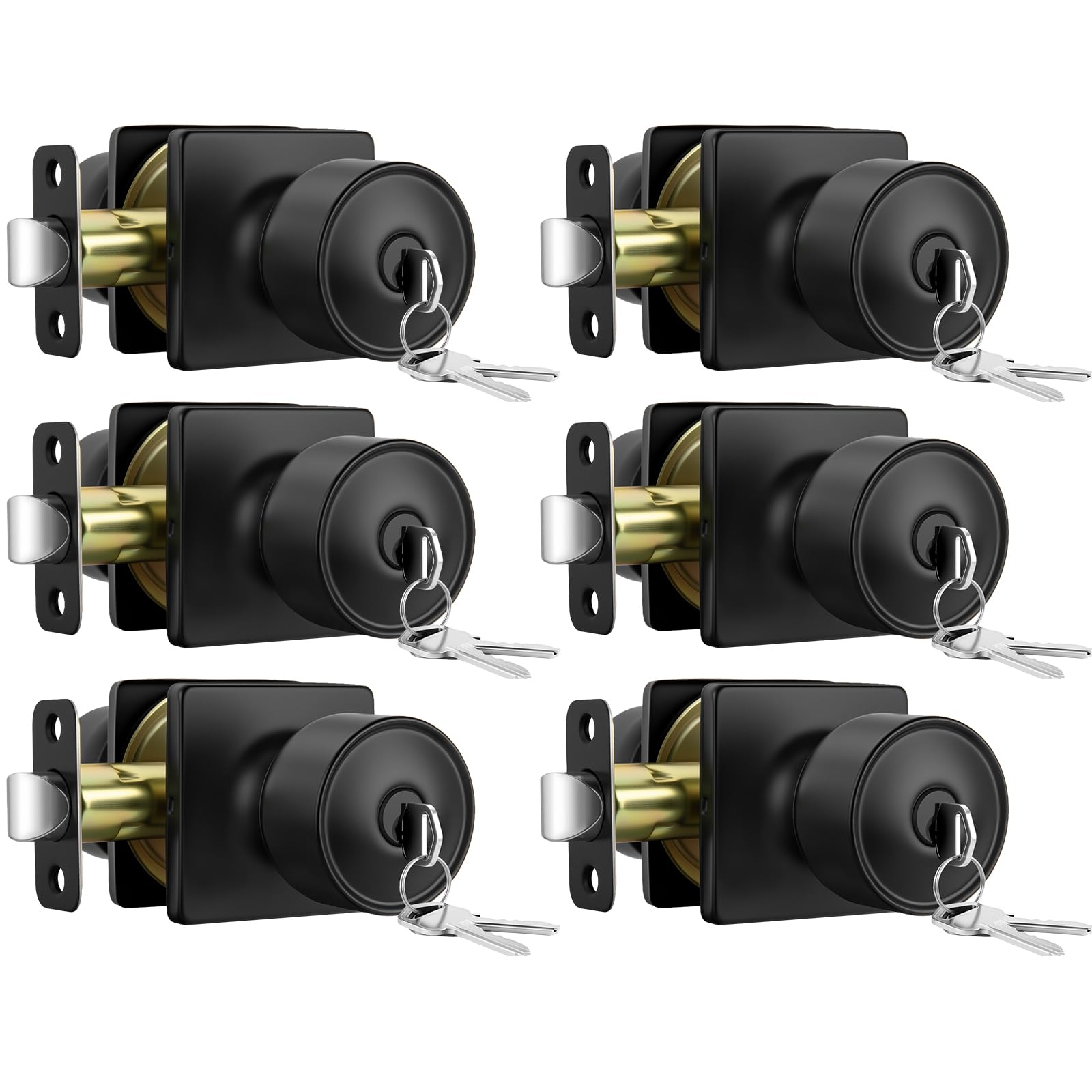 Goldenwarm Matte Black Door Knobs - 10 Pack -16
