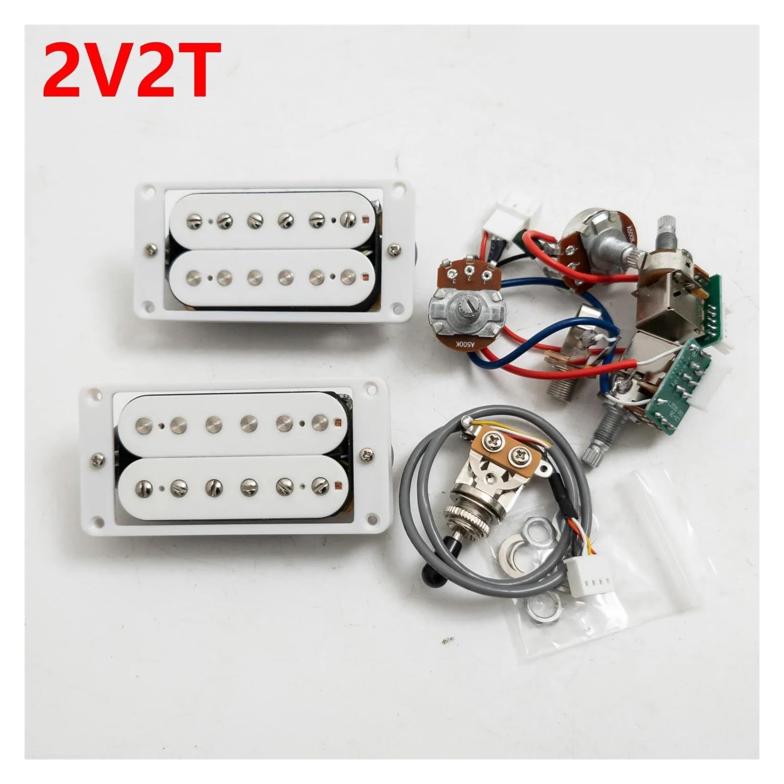 Profesjonalny Uprząż Gitarowy Zestaw Okablowania Przetwornika 2V2T Bez Lutowania Push Pull Z Pojedynczą/podwójną Cewką Zawiera Kompletną Wiązkę Gitarową(White 2V2T)