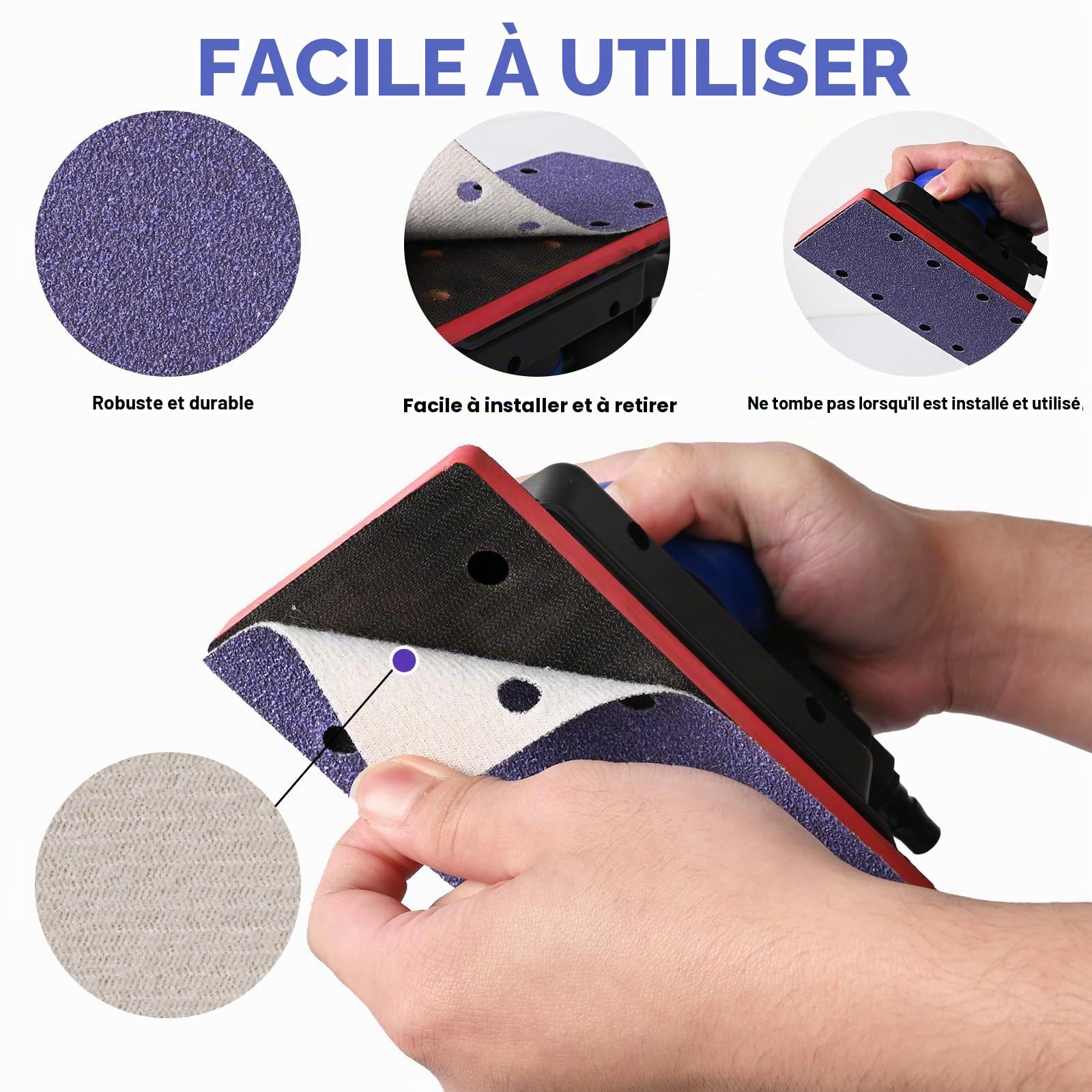 50 Pièces Feuilles Abrasives Céramique 93x185mm, Grain 60/80/120/240/400 Papier a Poncer 8 Trous Rectangulaire Papier de Verre pour Ponceuse Orbitales Ponçage Bois Métal Peinture