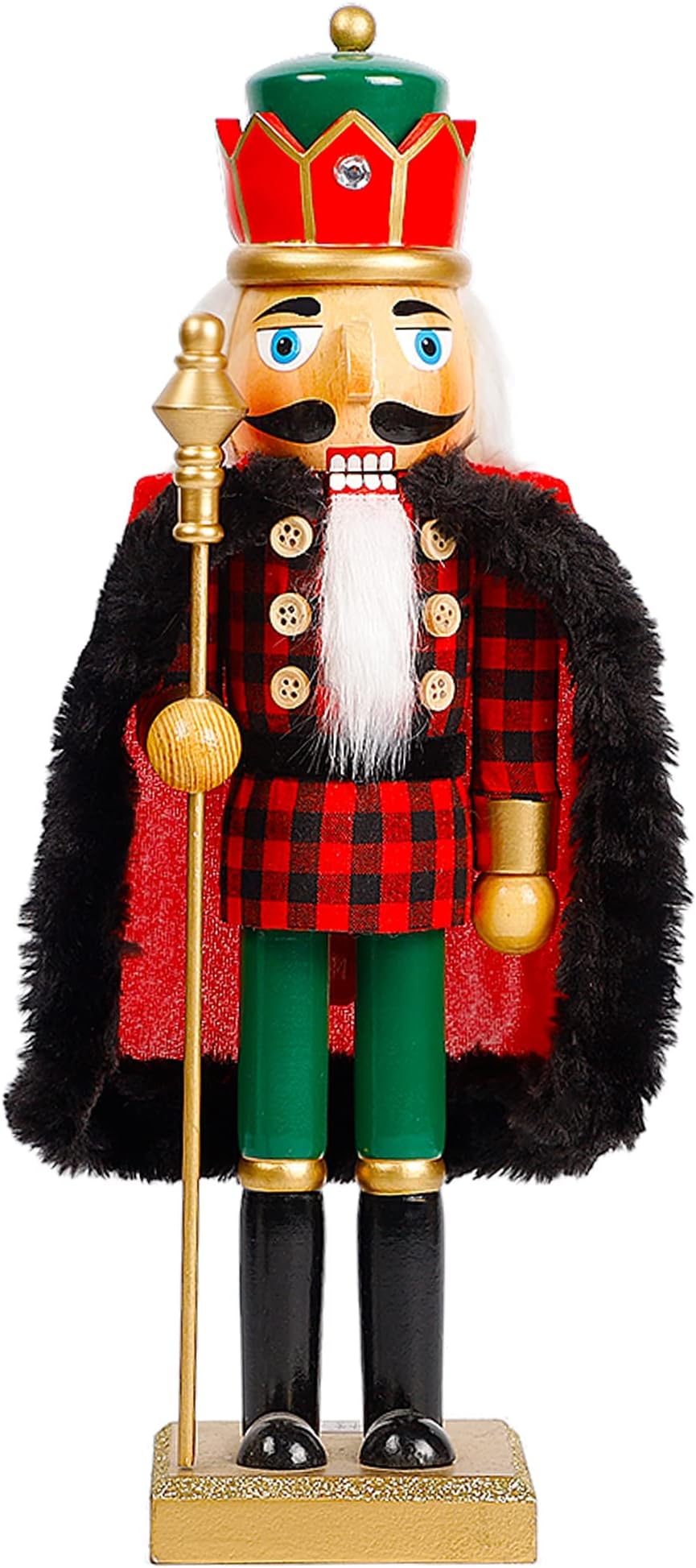 Joliyoou Christmas Nutcracker Figures, 14 Inch Wooden Nutcracker King with Scepter Ornaments, Large Xmas Nutcracker Tabletop Festival Shelves Decorations