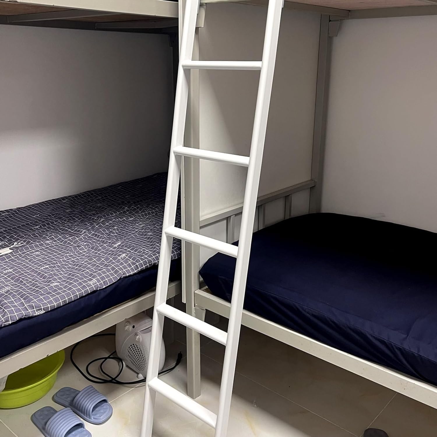 Bunk Ladder White Floor-Standing Ladder Sturdy Bunk Bed Step Ladder for School Appartments Camper