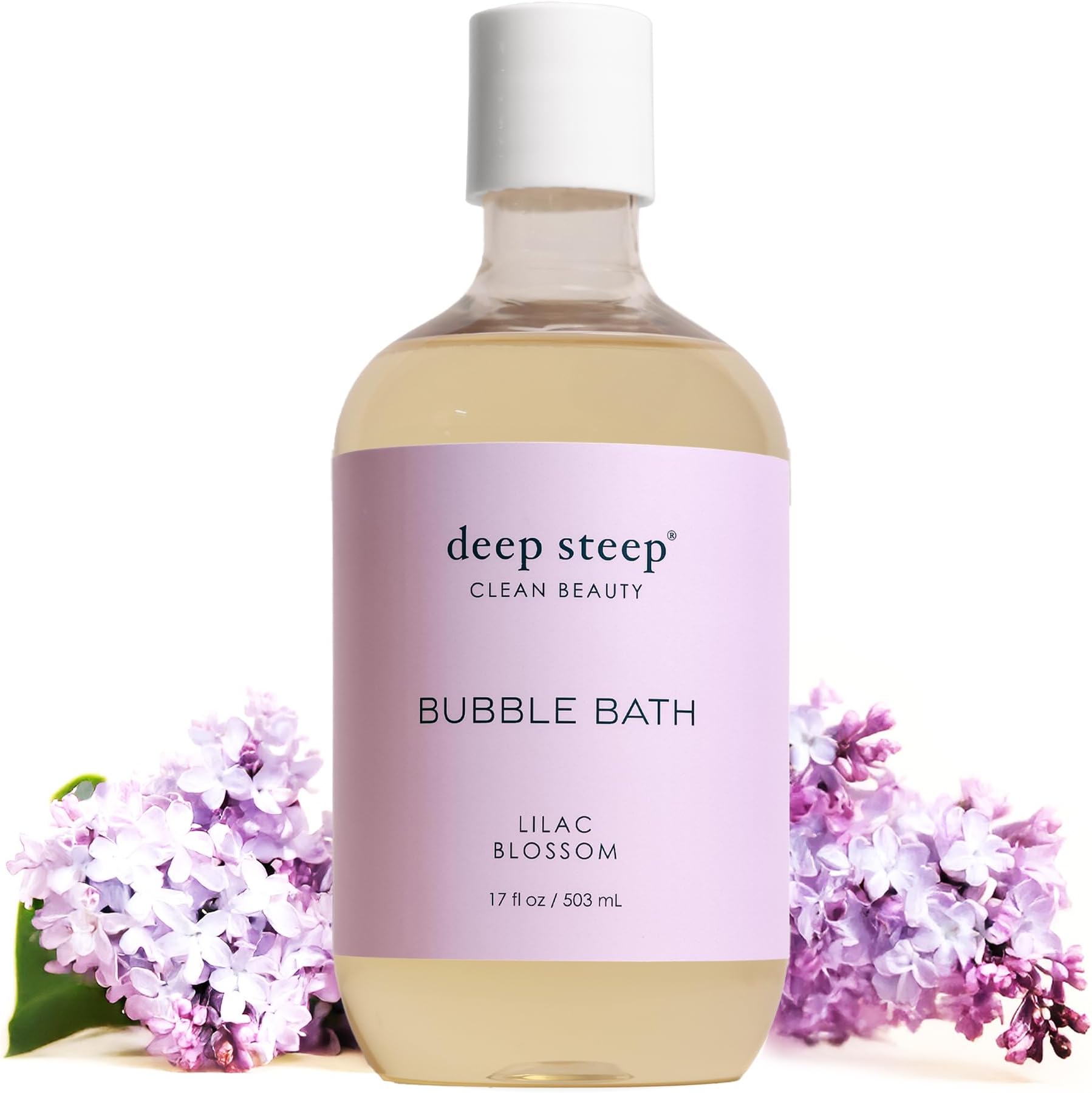 Deep Steep Lilac Blossom Bubble Bath for Women, Hypoallergenic, Clinically Tested, Clean Formula for Sensitive Skin, Sulfate-Free, 17 fl oz Bottle, Essential Bath Accessories