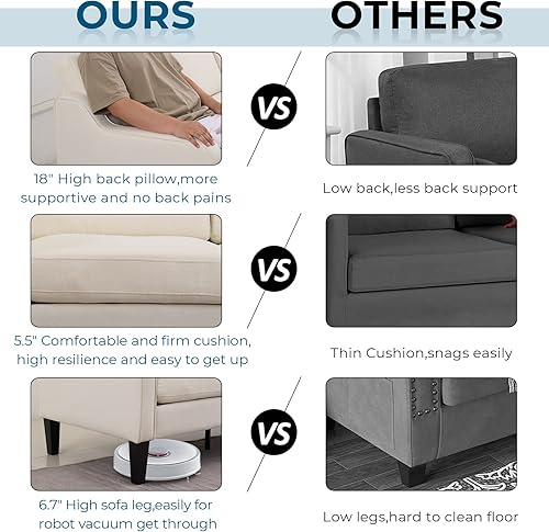 Miniatura 58 de VINGLI Silla decorativa moderna de mediados de siglo, sillas decorativas de tela beige para sala de estar, sillón tapizado, sofá con brazos