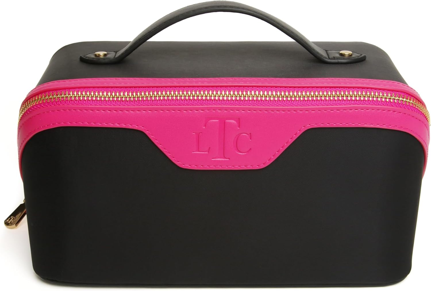 LTC Luxury Train Case, Black and Pink, Teal, Train Case