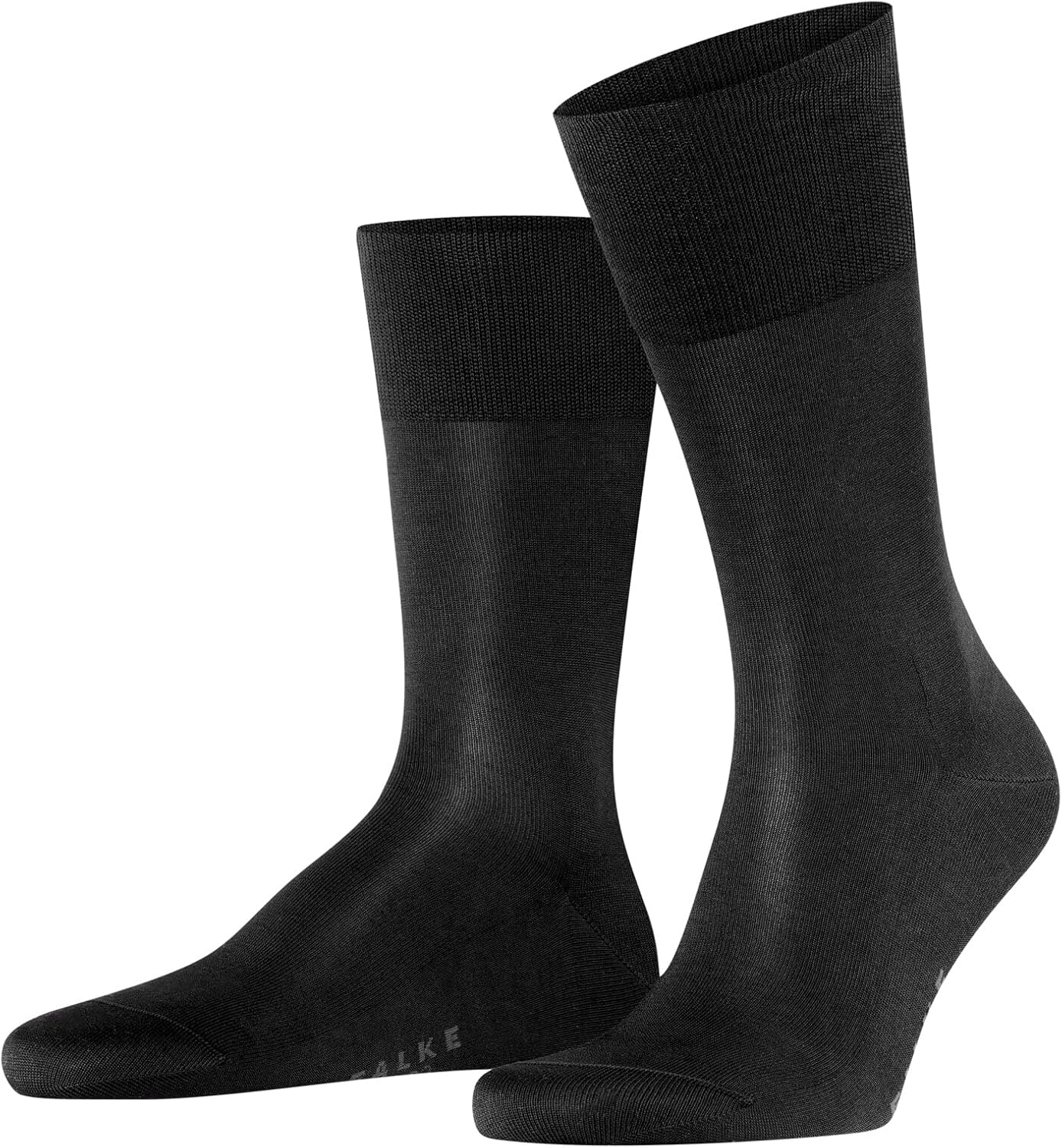 FALKE Men's Tiago Socks, Breathable, Sustainable Fil D'Écosse Cotton, Crew Length, Classic Formal Sock, Lightweight, Black (Black 3000) - Sustainable, 9.5-10.5, 1 Pair