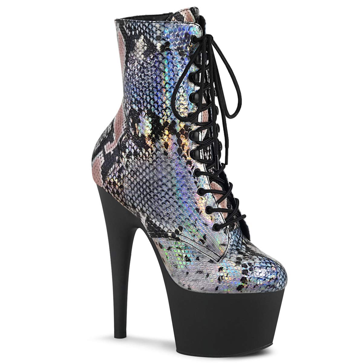 Pleaser ADORE-1020SP SLV Holo Snake Print/Blk Matte
