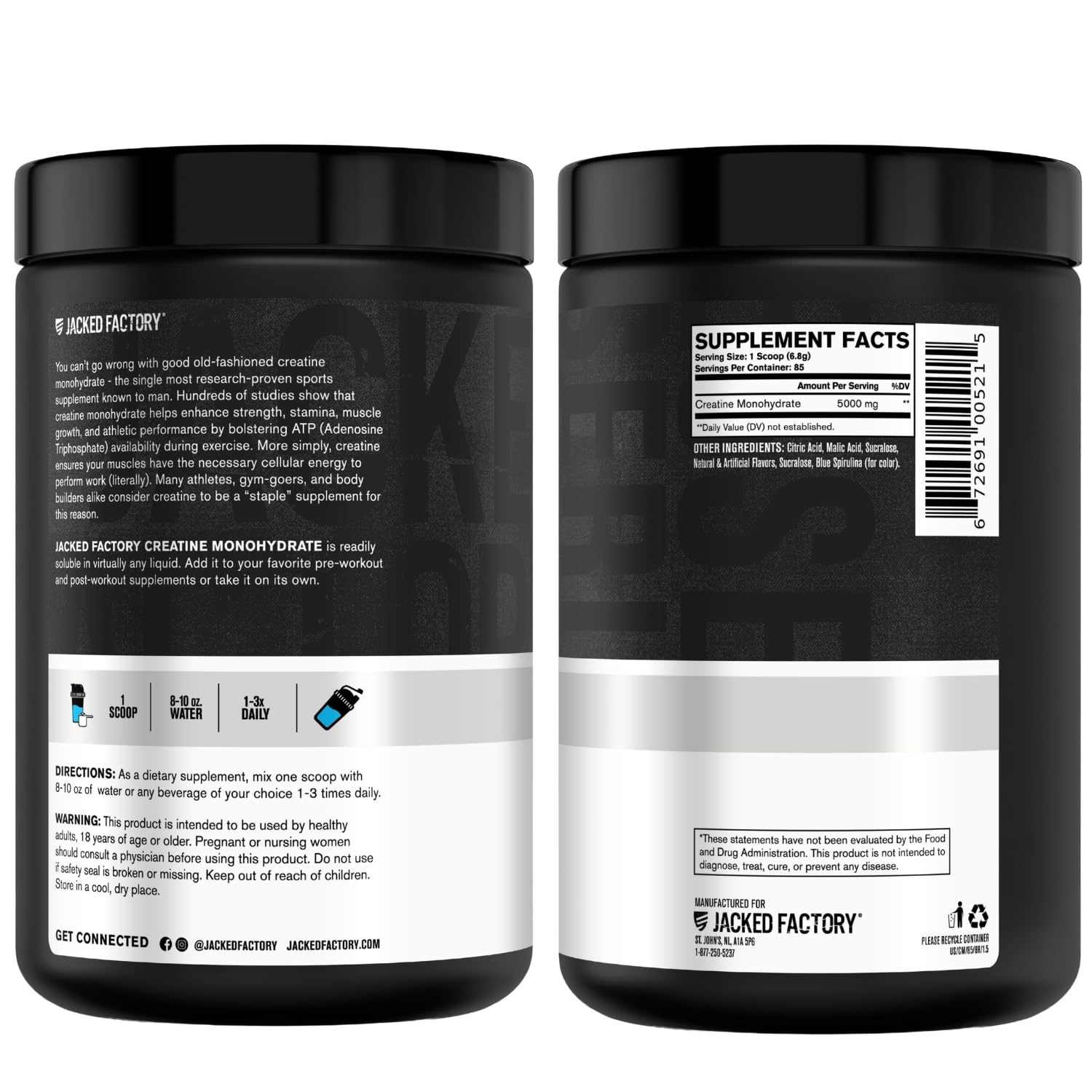 Jacked Factory Creatine Monohydrate Powder 20.4 oz (578g) - 5g Daily Micronized Creatine Monohydrate for Men and Women, Vegan-Friendly, Third-Party Tested - 85 Servings, Blue Raspberry — Amazon image 10