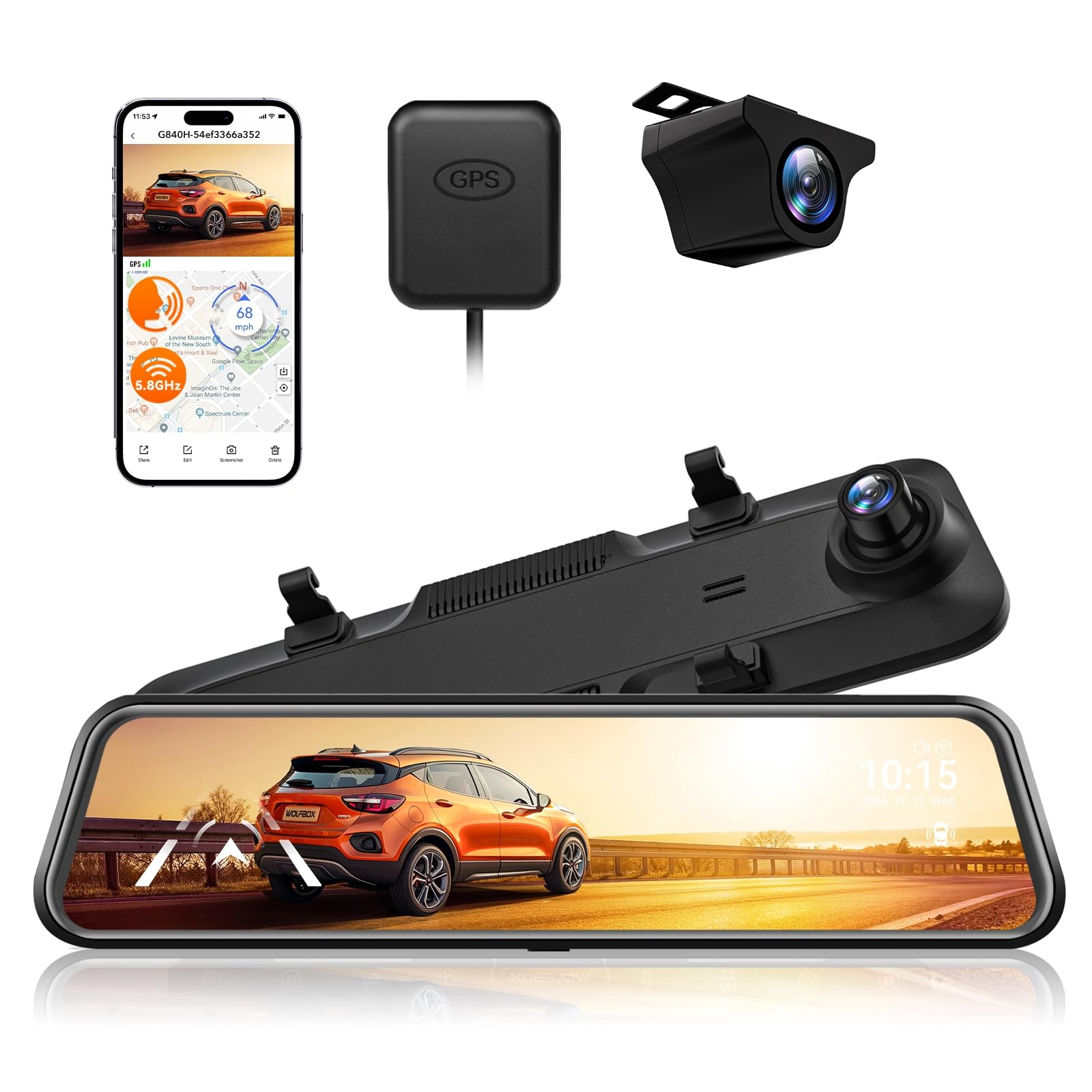 Amazon.com: WOLFBOX G840H 12'' Mirror Dash Cam with ADAS and BSD
