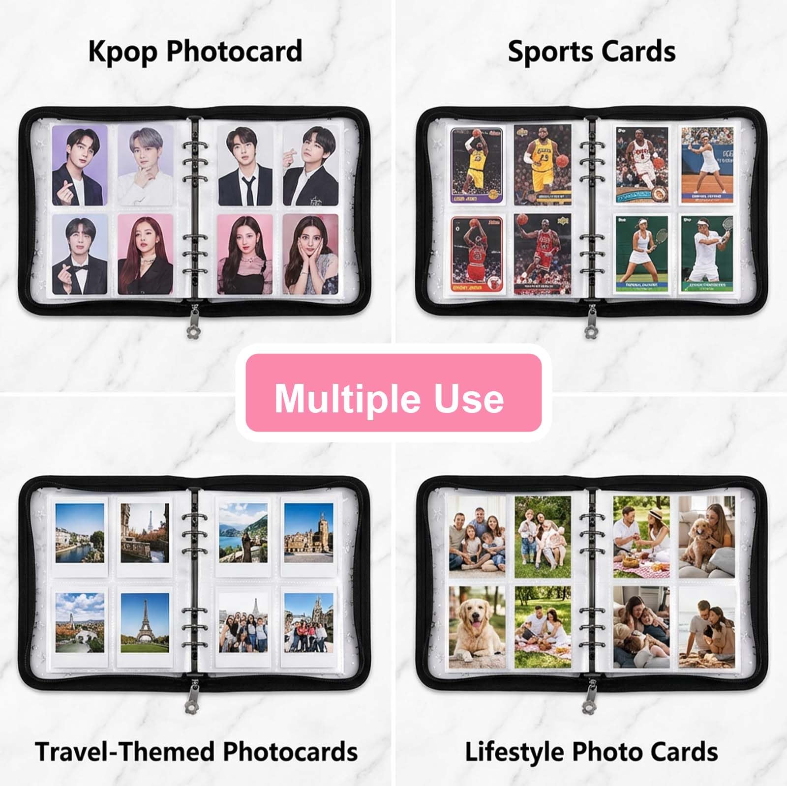 Carpeta Photocard Kpop A5 6 Anillas 25 Páginas 200 Cartas Álbum Porta Cartas Colección