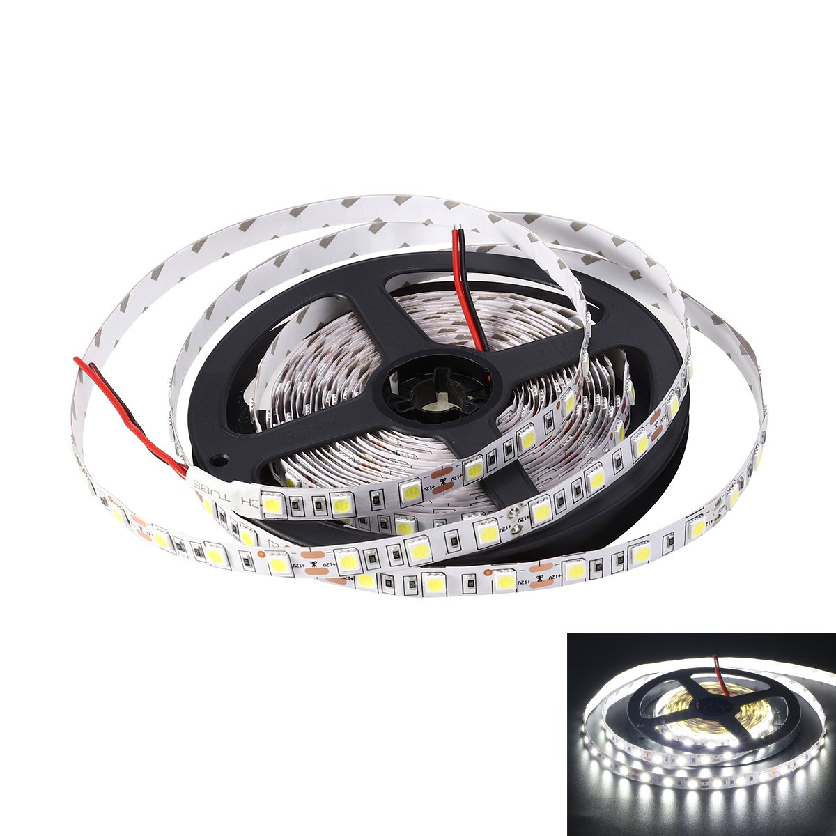 Backlight Light 5M Non-Waterproof Flexible DC 24V 300 SMD 5050 LED Strip Lights Lamp (Pure White)