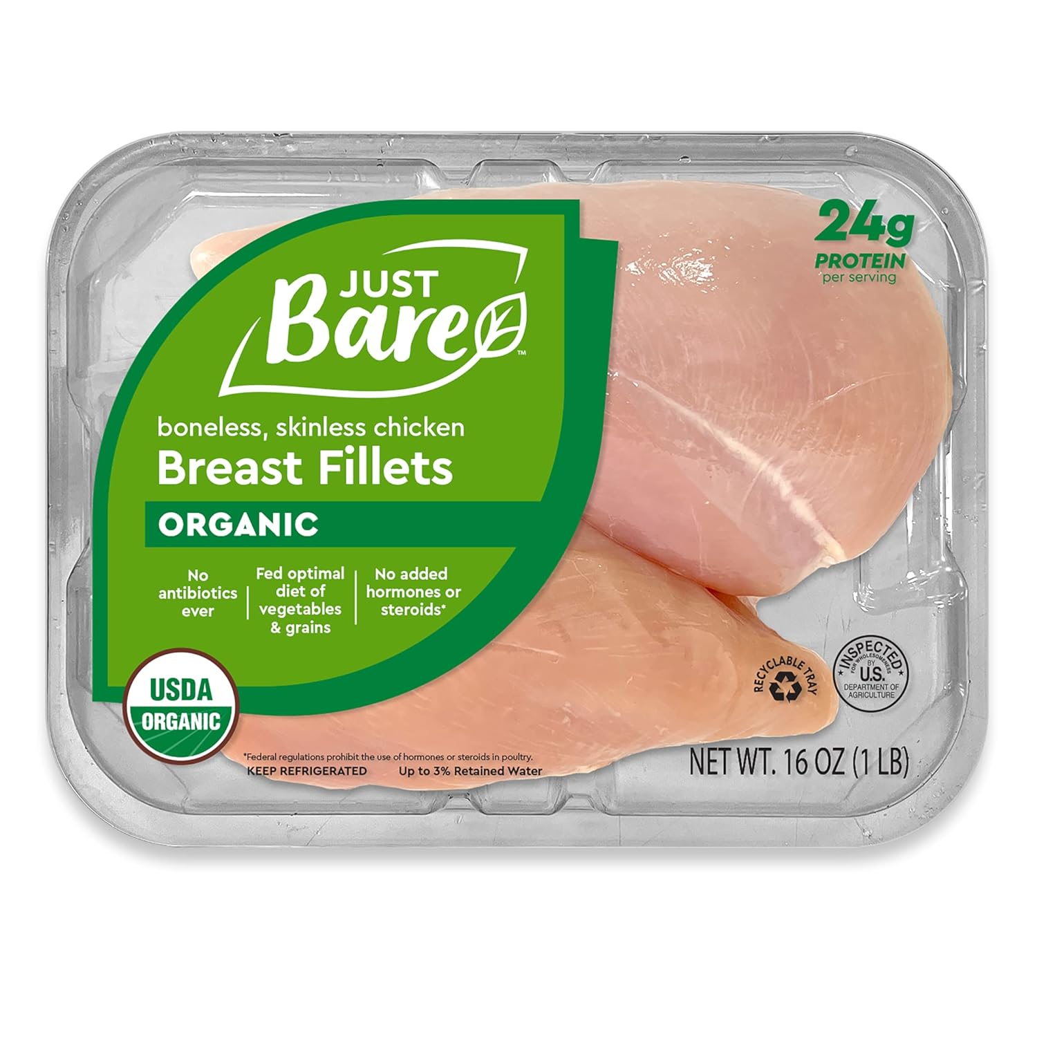 Just Bare® USDA Organic Fresh Chicken Breast Fillets No