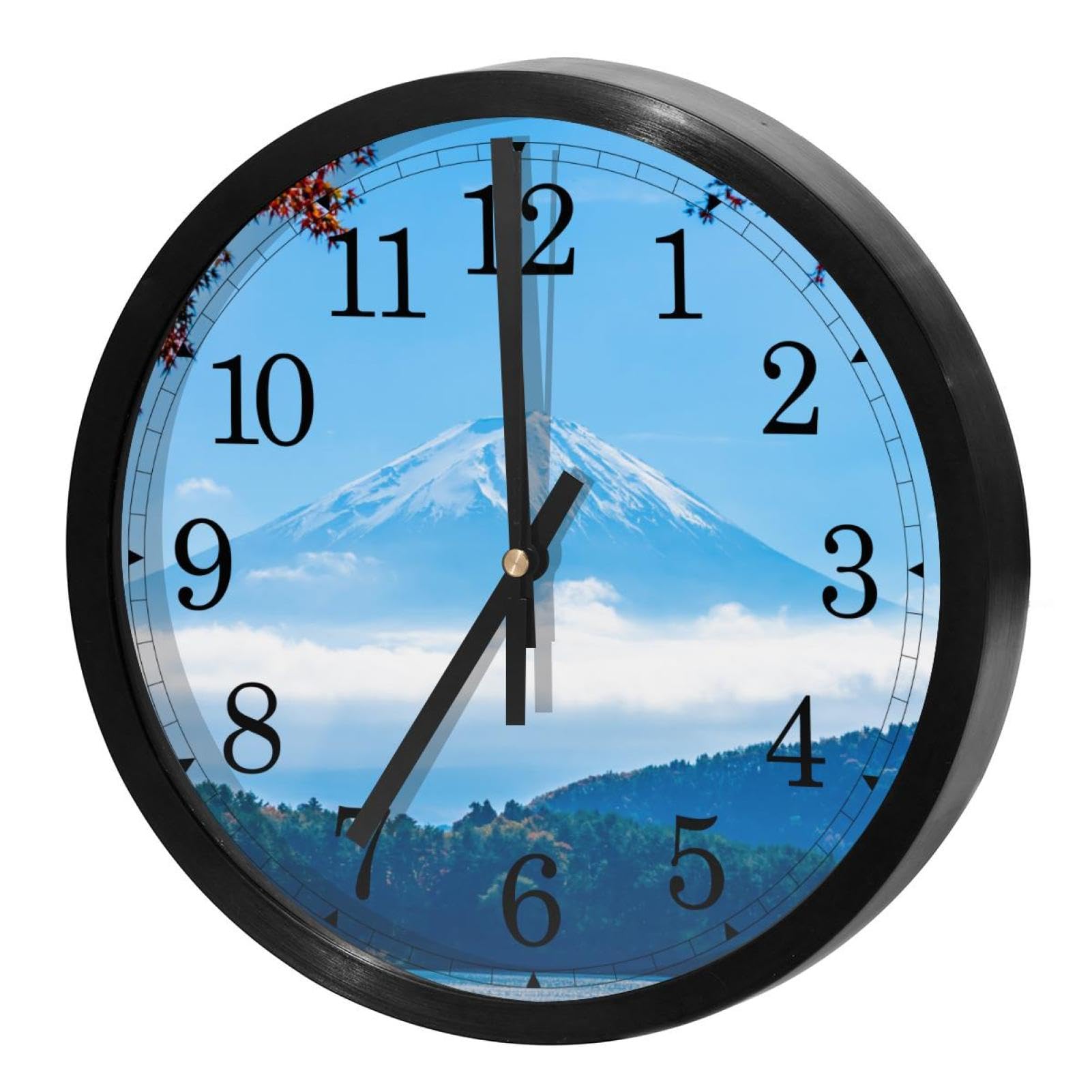 Horloge murale silencieuse pour cuisine et salon décor nature montagne