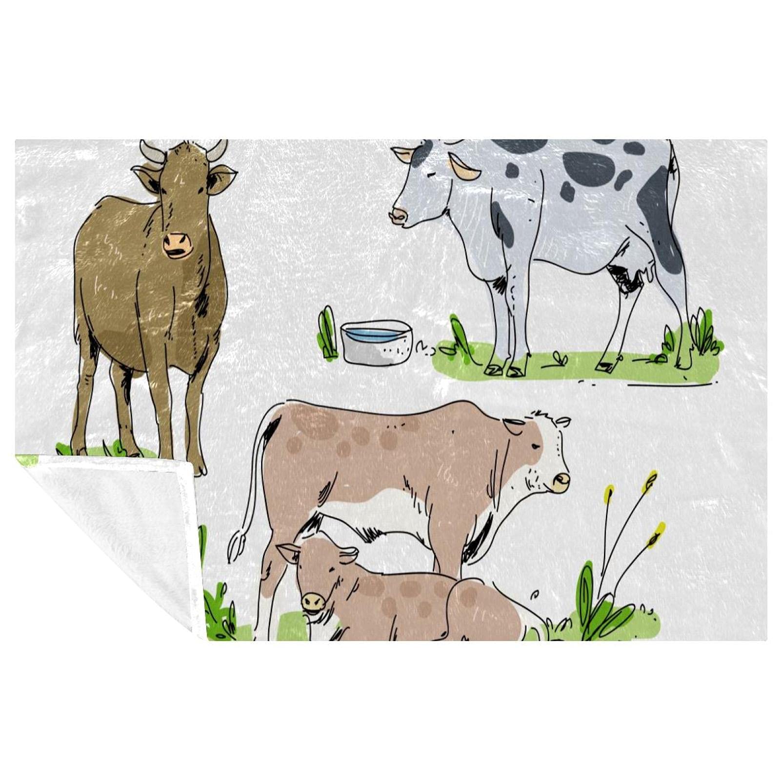 Couverture vache pour pique-nique et camping | Plaid de ferme doux 150x100 cm