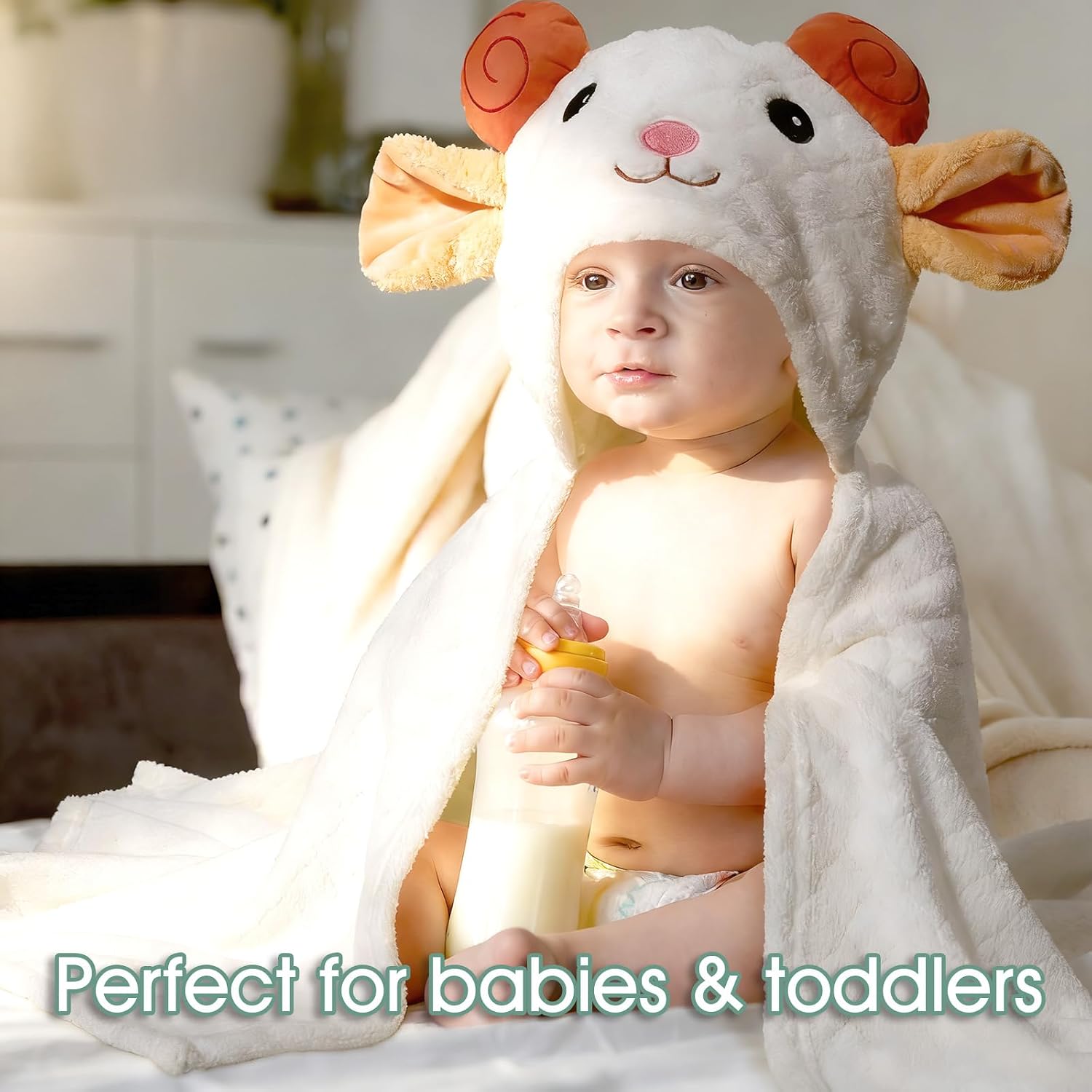 Hooded Towels for Kids, 50" x 32" Large Hooded Bath Towels, 2 Pack Soft Absorbent Kids Hooded Bath Towel, Thick Animal Hooded Bath Towels for Kids Age 0-5 Years