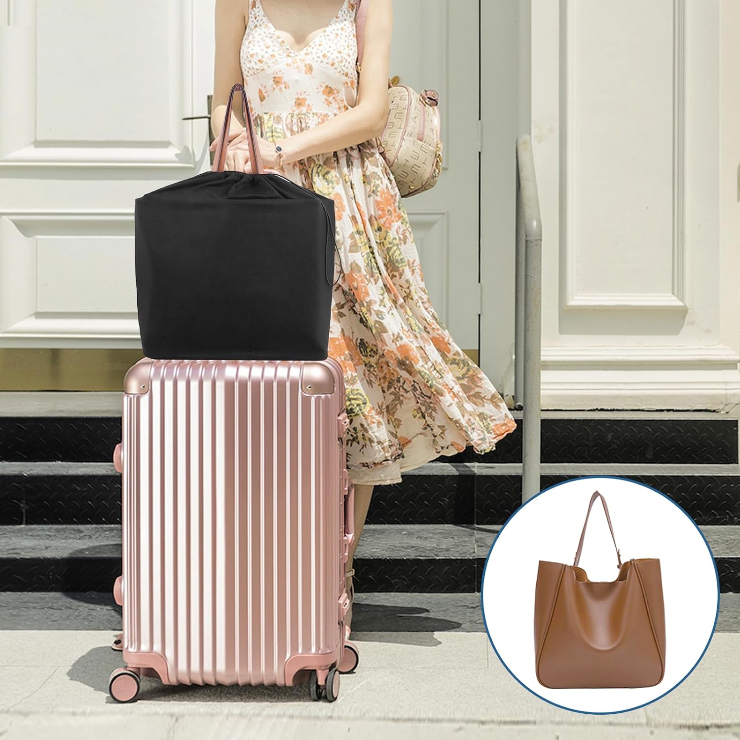 Luggage Hanging Storage Bag, Fits Over Trolley Handle, Foldable Large Capacity Travel Bag, Dust & Dirt Resistant Portable Organizer