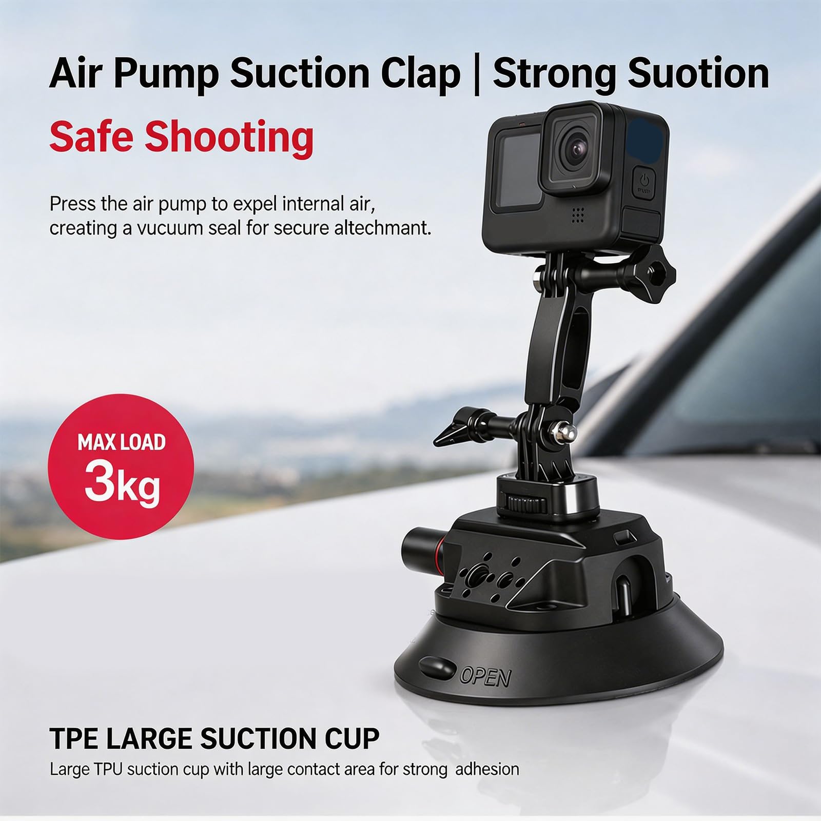Soporte para cámaras de acción de coche para coche, B