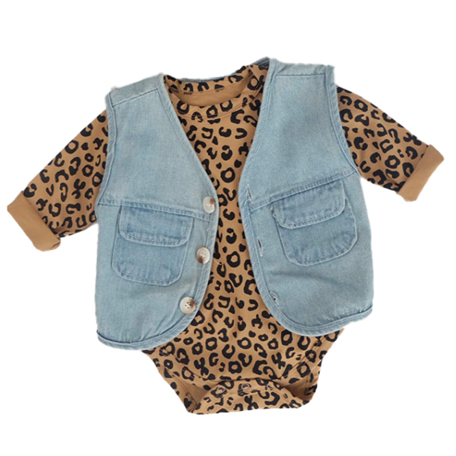 Camiseta Infantil Camisa De Fondo Mameluco De Una Pieza Hombres Y Mujeres Bebé Estilo Extranjero Bolsa con Estampado De Leopardo Pedo,E-90cm