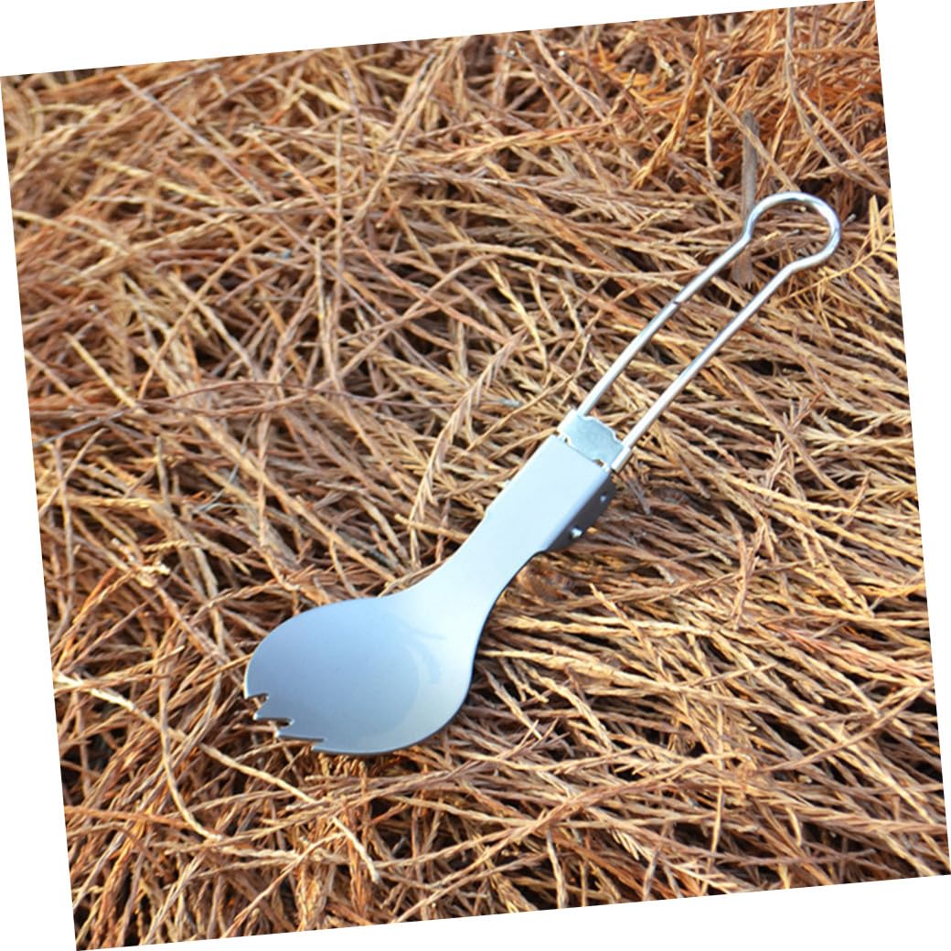 IMIKEYA 2 Sätze Campingutensilien Camping Teller Campingpfanne Campingtisch Lagerbesteck Essgeschirr Outdoor Outdoorgeschirr Klappgabel Outdoor-campinggeschirr Reintitan Silver 2 Stück * 2