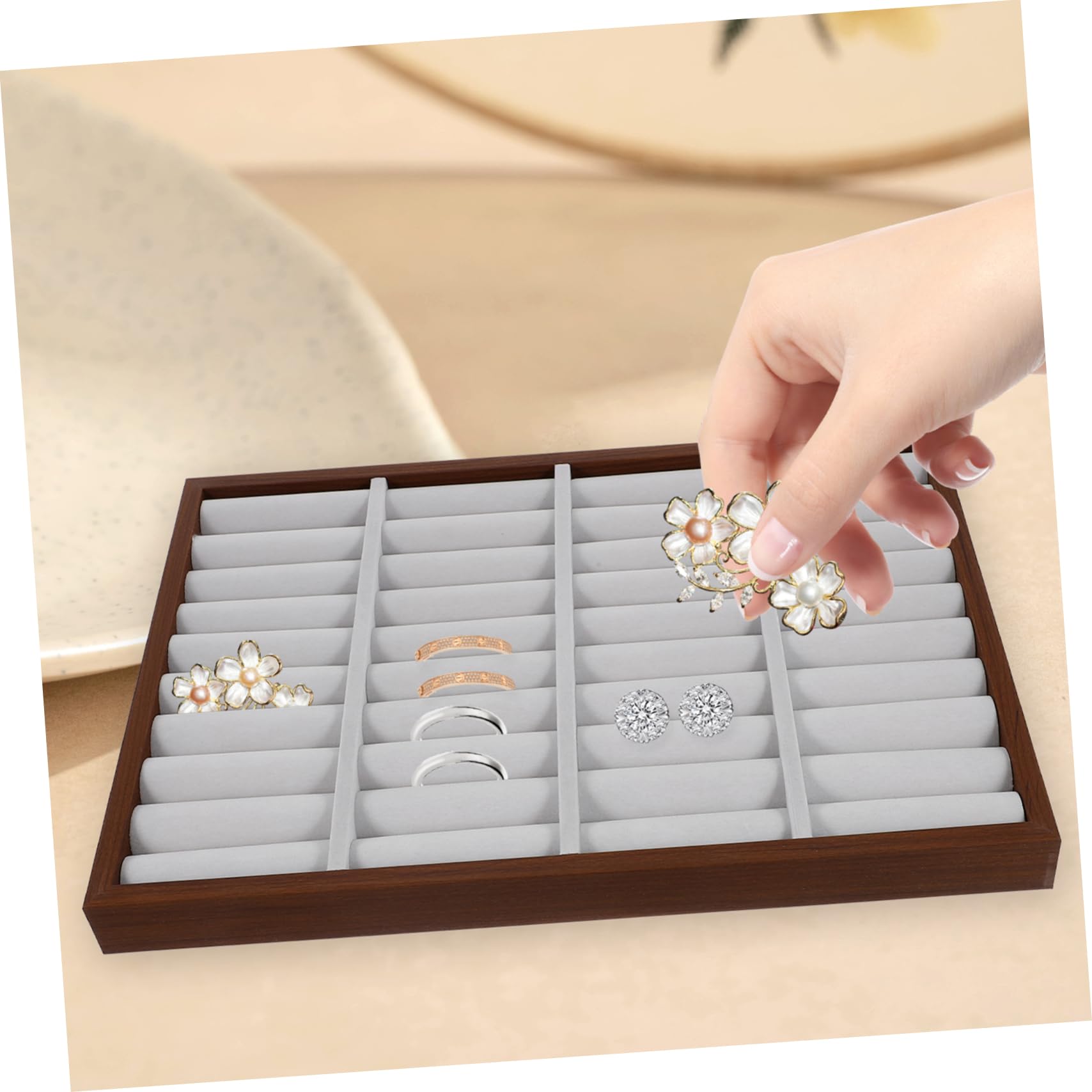 Plateau de Rangement pour Bijoux Support de pour Bracelets Anneaux et Boucles Oreilles pour Magasins de Détail