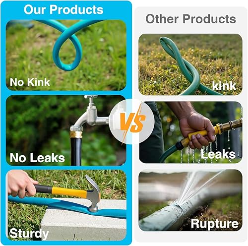 Miniatura 4 de Manguera de jardín de 50 pies, manguera de agua resistente de 58 pulgadas x 50 pies, nueva manguera de agua patentada sin torceduras, resistente a