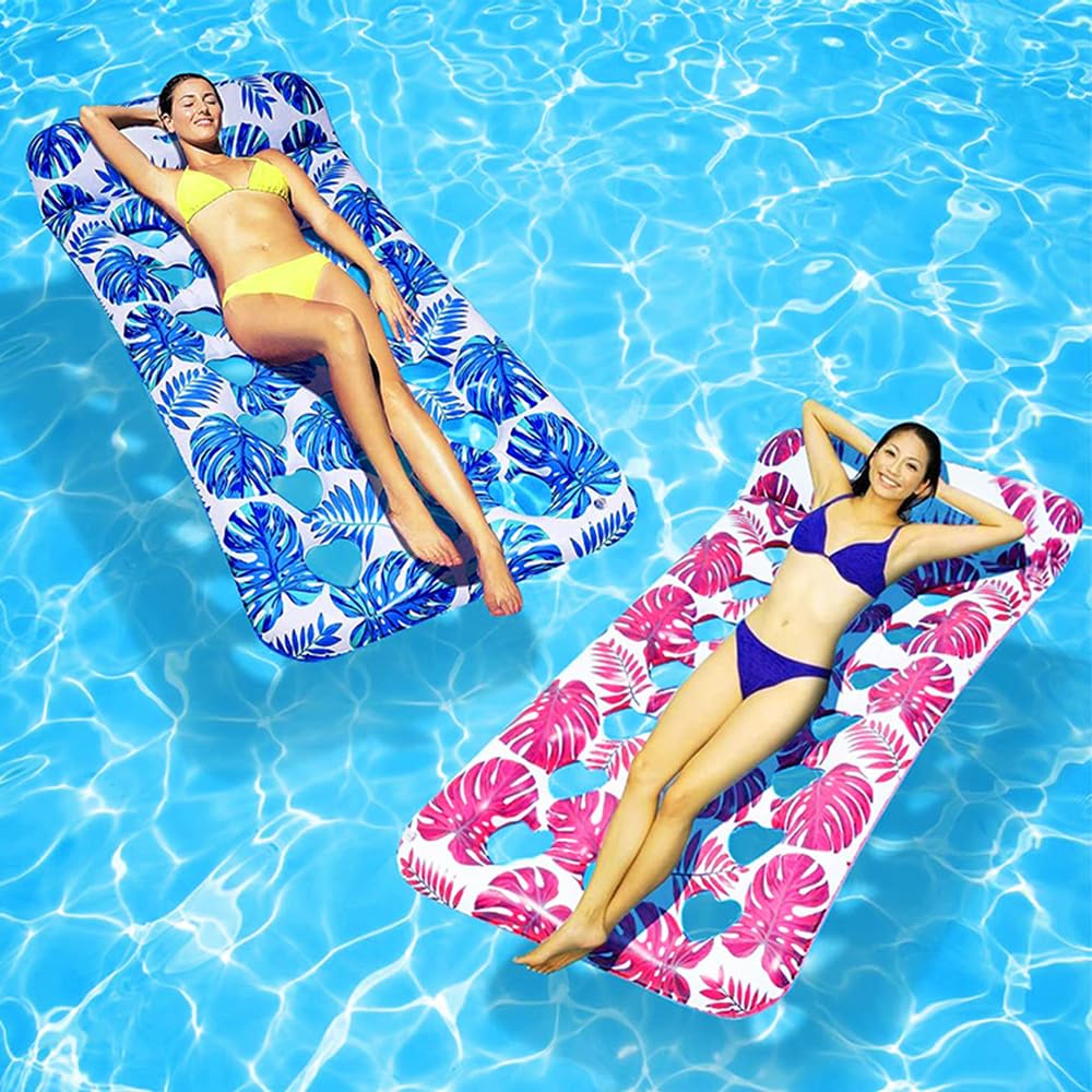 2 Packs Inflatable Pool Floats Lounger, Sun Tanning Bed Float, Swimming Pool Floats Raft, Tanning Bed Floatie Adults for Beach PoolParty Backyard