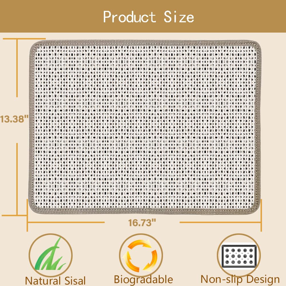 Rascador de uñas para gatos envuelto alrededor de un poste rascador para gatos, almohadilla de sisal para rascar gatos de 16.73 x 13.38 pulgadas con grano de óxido de aluminio 80, lima de uñas