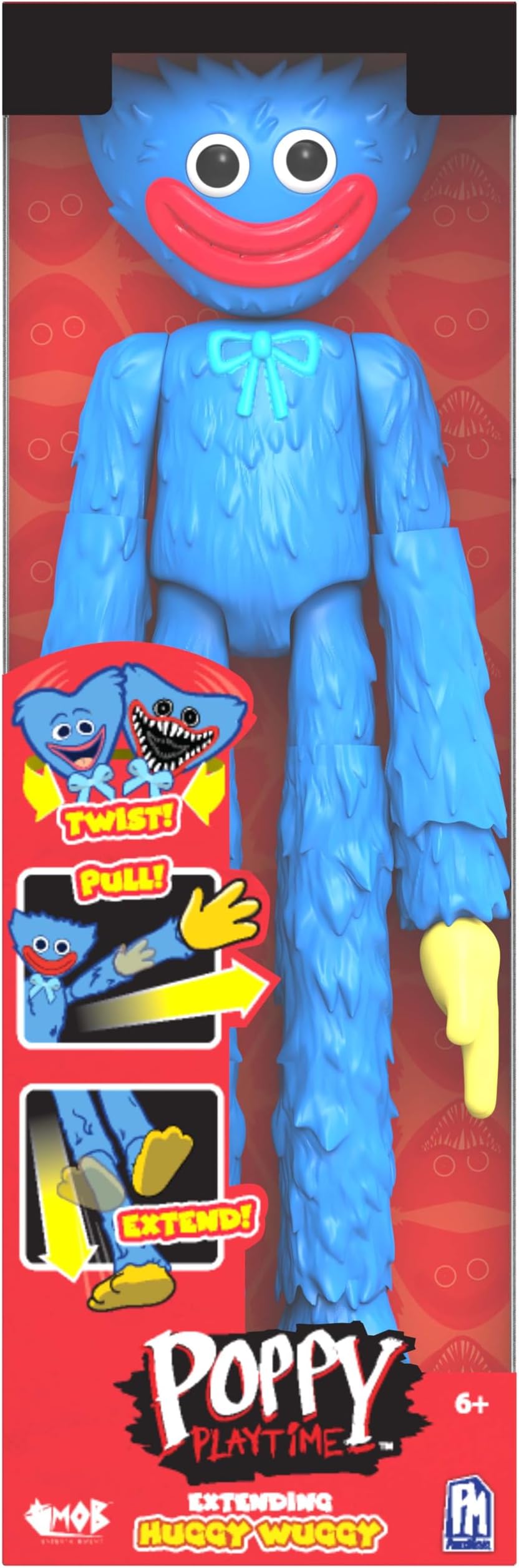 Poppy Playtime โ Huggy Wuggy Extendable Face-Changing Deluxe Figure (12" Action Figure w/Extending Limbs & Turnable Head, Series 2)
