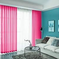 Vista 1 de ShinyBeauty Cortina de Fondo de Gasa Rosa Fuerte 10 Pies Cortinas Transparentes Fucsia 2 Paneles 29x120 Pulgadas Cortinas Semi-Transparentes
