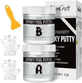 Epoxy Pool Putty - 2 in 1 Underwater or Above Repair Putty for Fixing Leaks, Cracks, Repairing, Filling, Sculpting - 2 Part Epoxy Glue for Metal, Tile, Concrete, Ceramics (Grey) - 16oz