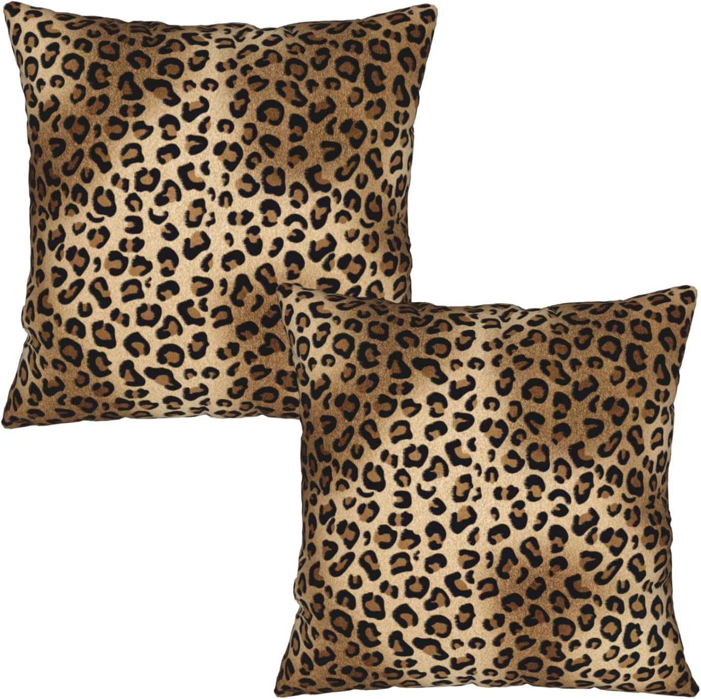 Brown Leopard Pillow Cover - Cheetah Print Throw Pillow Covers 18x18 Set of 2 Animal Print Couch Pillow Cases Decorative for Indoor Bedroom