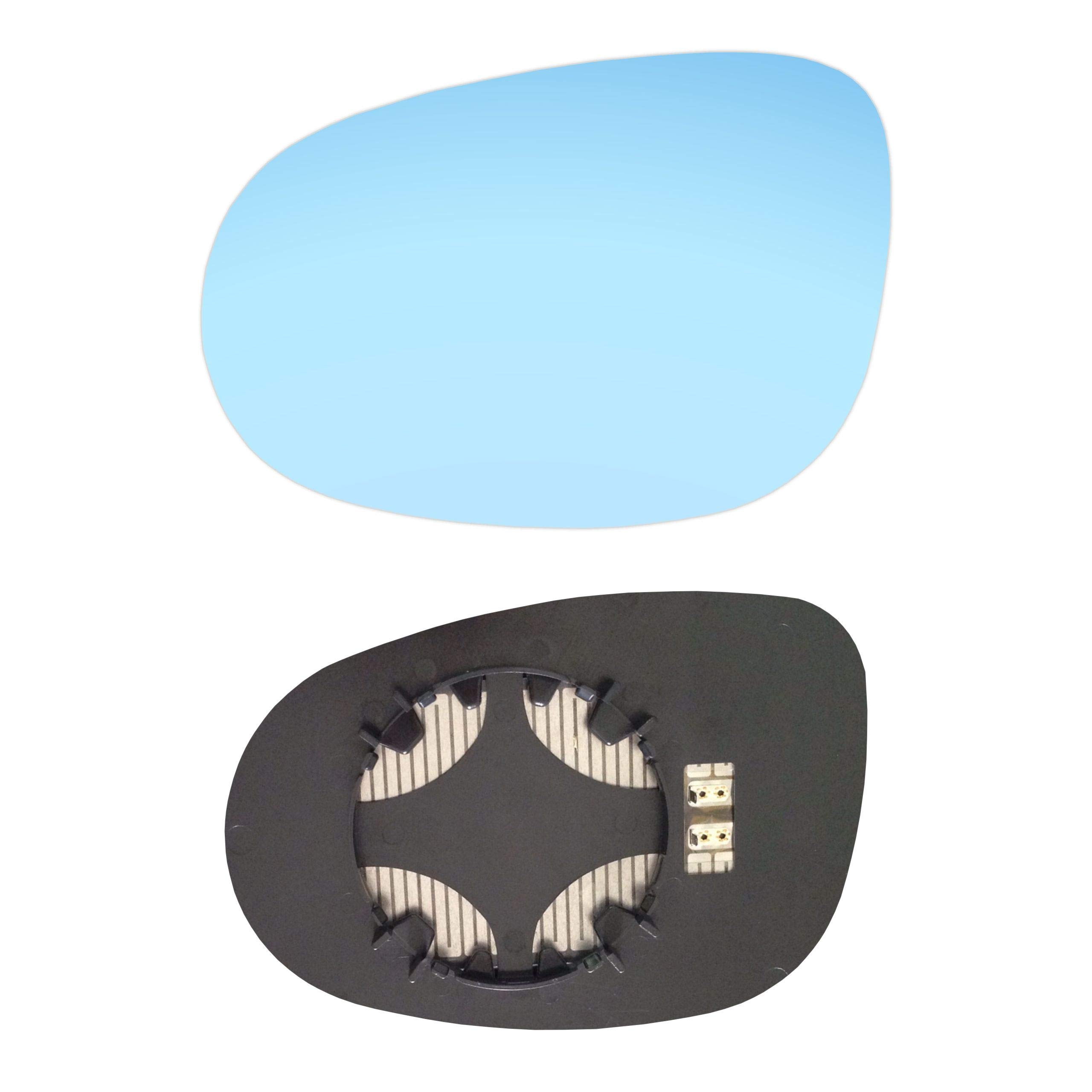 Left Blue Driver's Side Mirror Glass with Plate and Heater #AM-FDKA08-LCBH