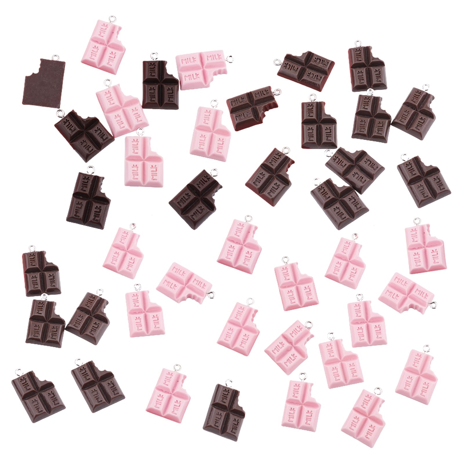 PIAOPIAO 40pcs Resin Chocolate Charms Sweet Candy Charm Dessert Pendants for Jewery Making DIY Keychain