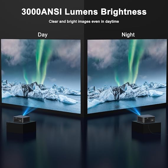 HAPPRUN 3000 ANSI Lumens Outdoor Projector with Built-in Apps, Smart OS