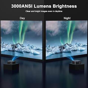 HAPPRUN 3000 ANSI Lumens Outdoor Projector with Built-in Apps, Smart OS